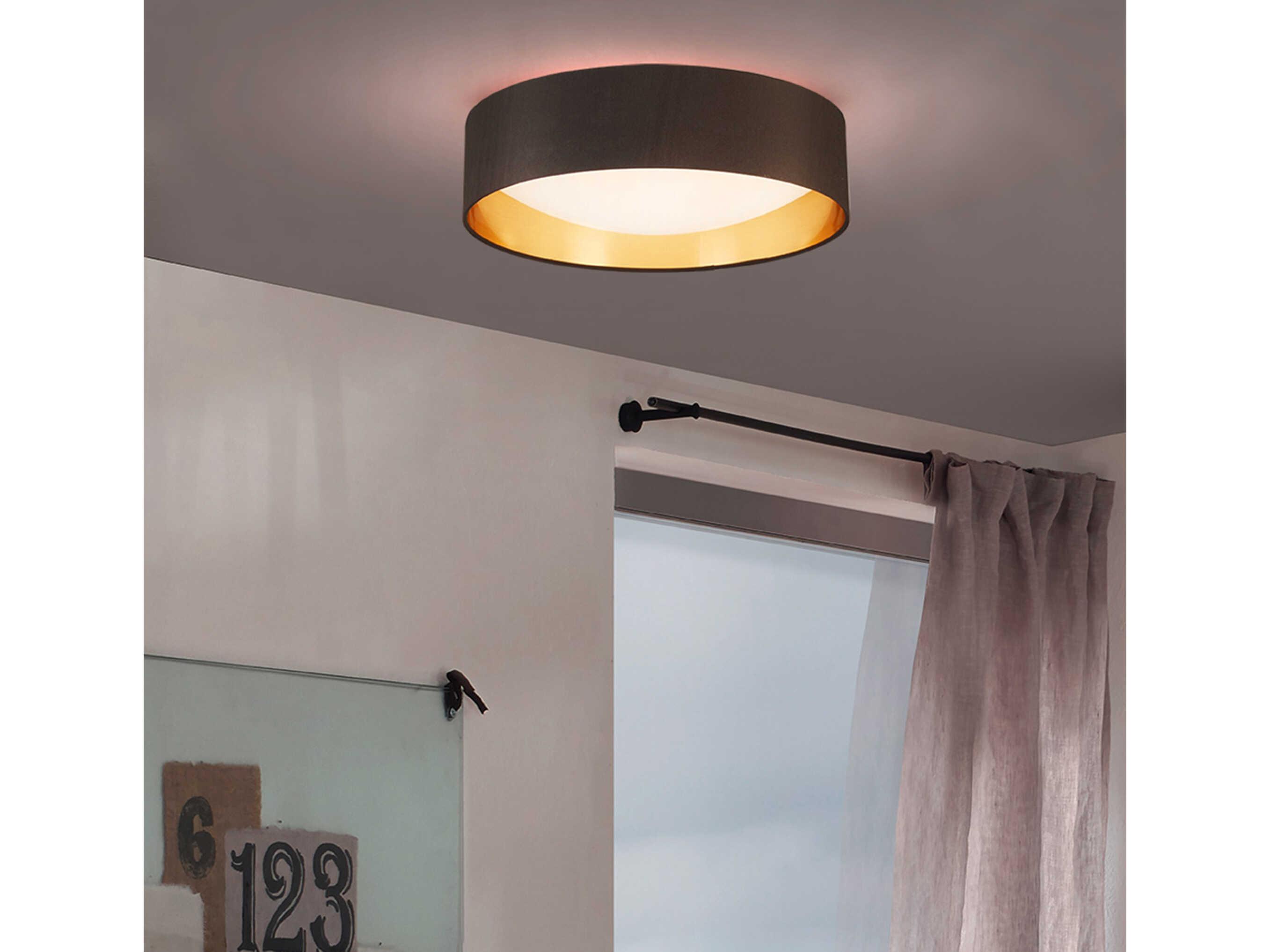 Eglo Orme 1-Light Black Gold Drum Flush Mount