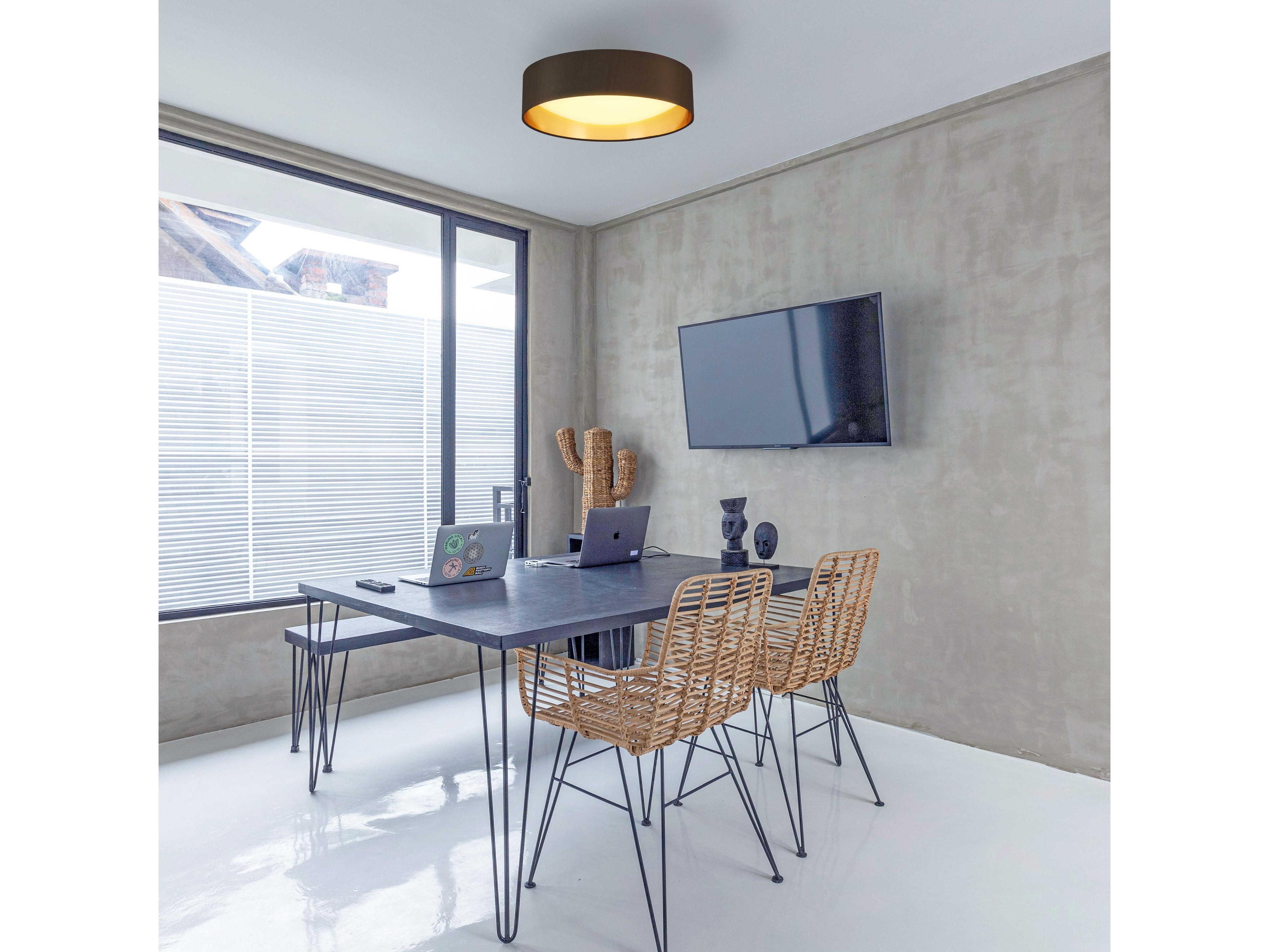 Eglo Orme 1-Light Black Gold Drum Flush Mount