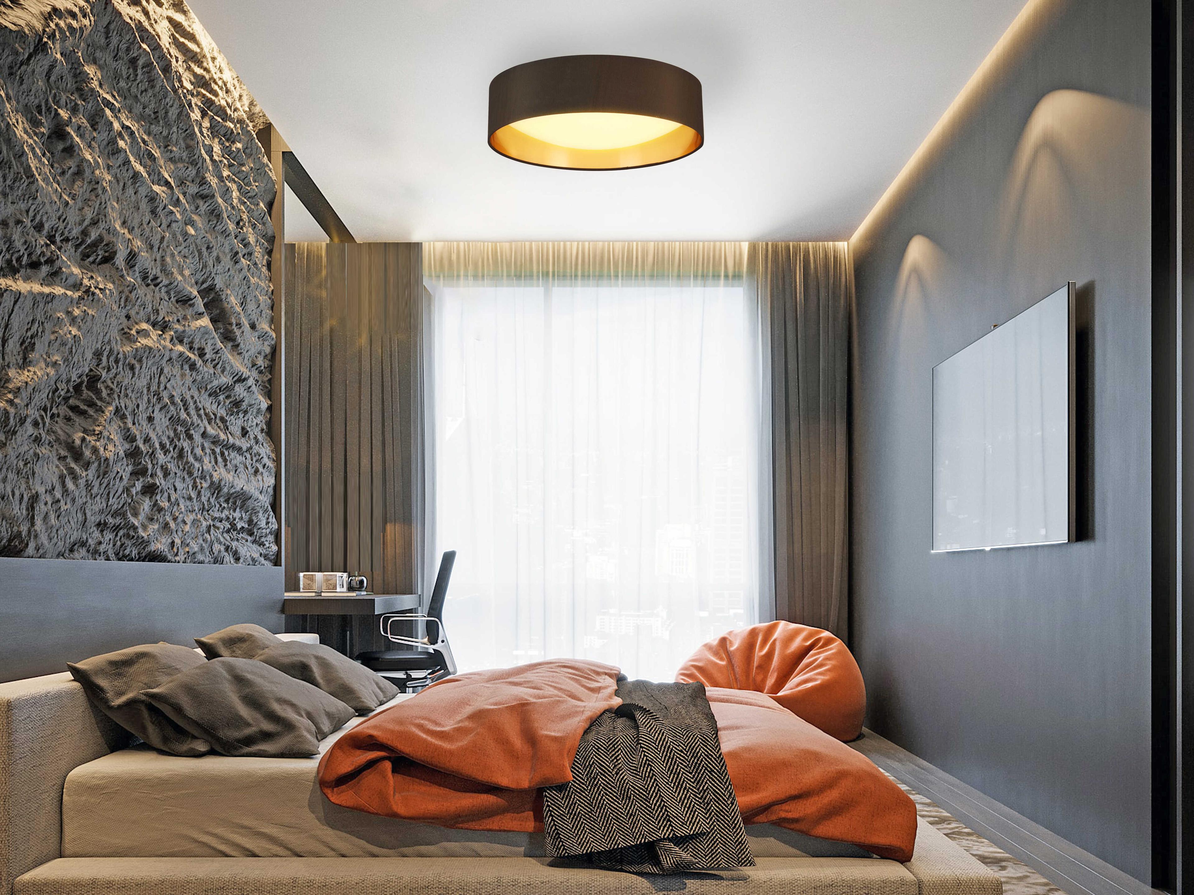 Eglo Orme 1-Light Black Gold Drum Flush Mount