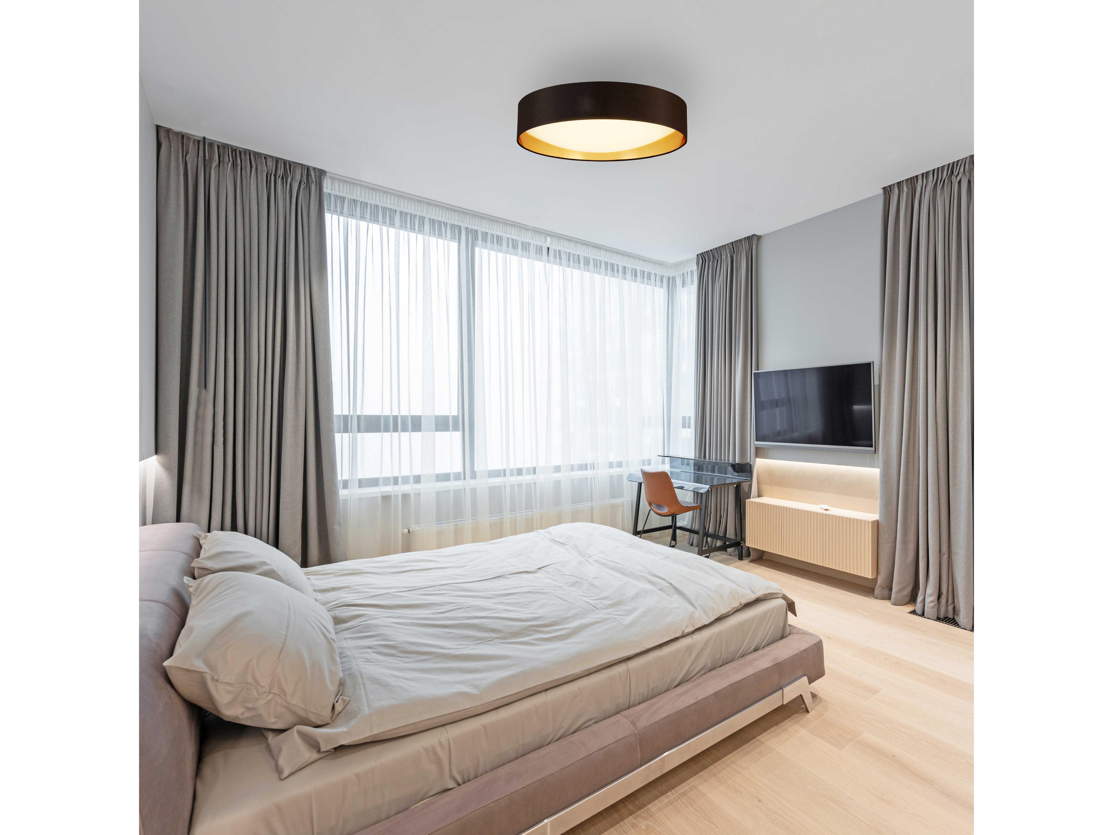 Eglo Orme 1-Light Black Gold Drum Flush Mount