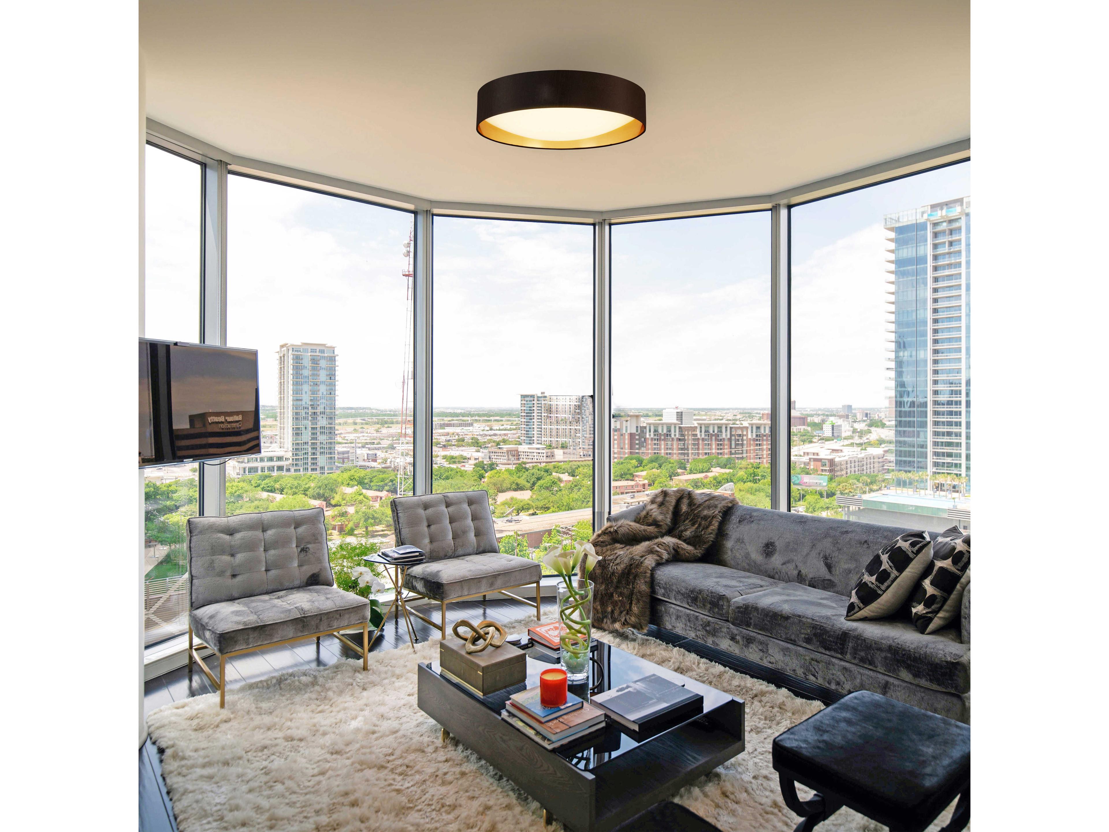 Eglo Orme 1-Light Black Gold Drum Flush Mount