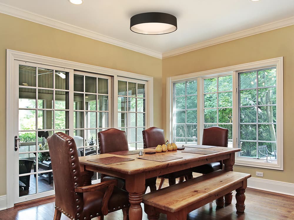 Eglo Orme 1-Light Black Brushed Nickel Drum Flush Mount