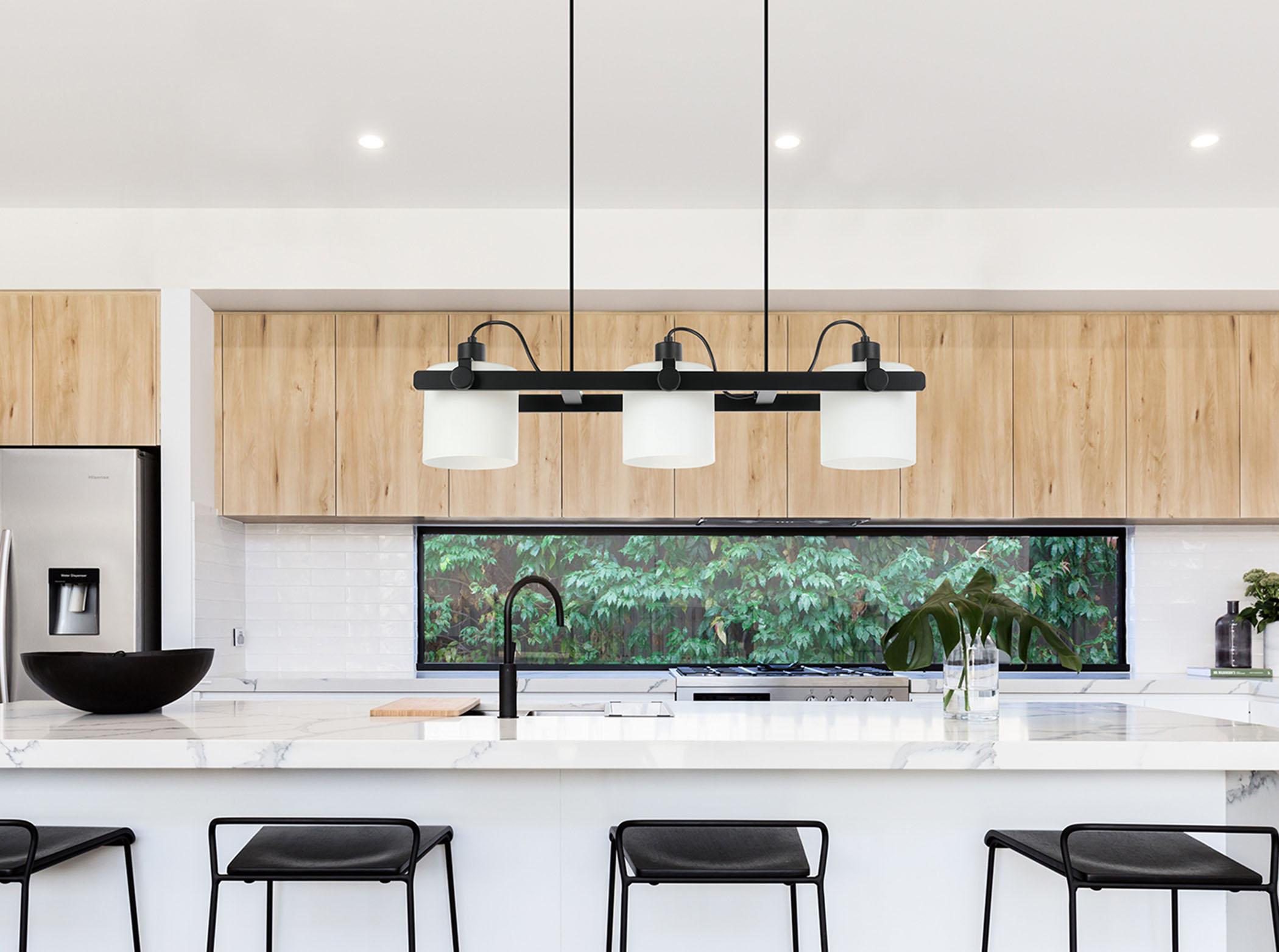 Eglo Drummond 3-Light Black Cylinder Island Pendant