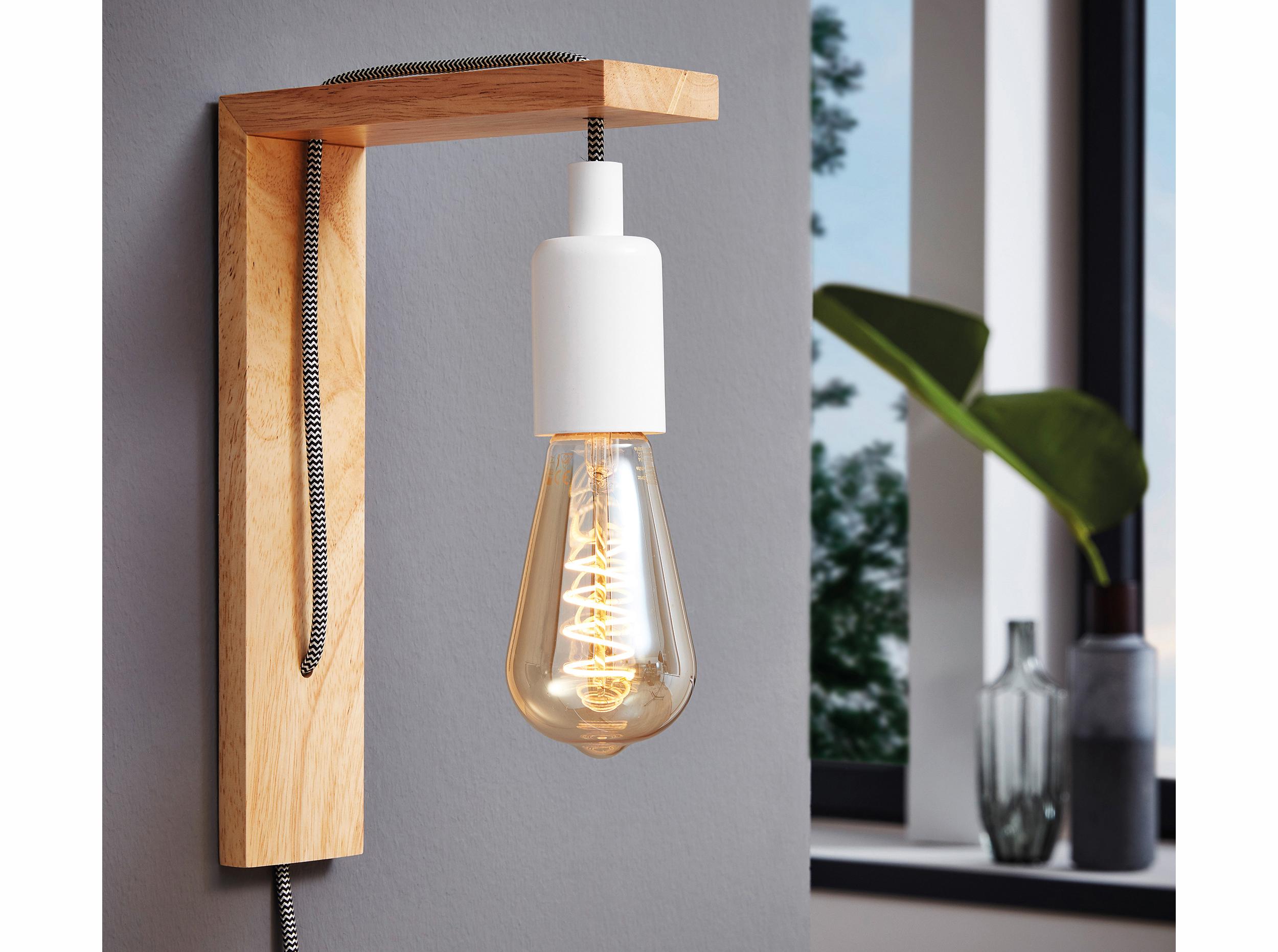 Eglo Tocopilla 1-Light Natural Wood Brown Wall Sconce