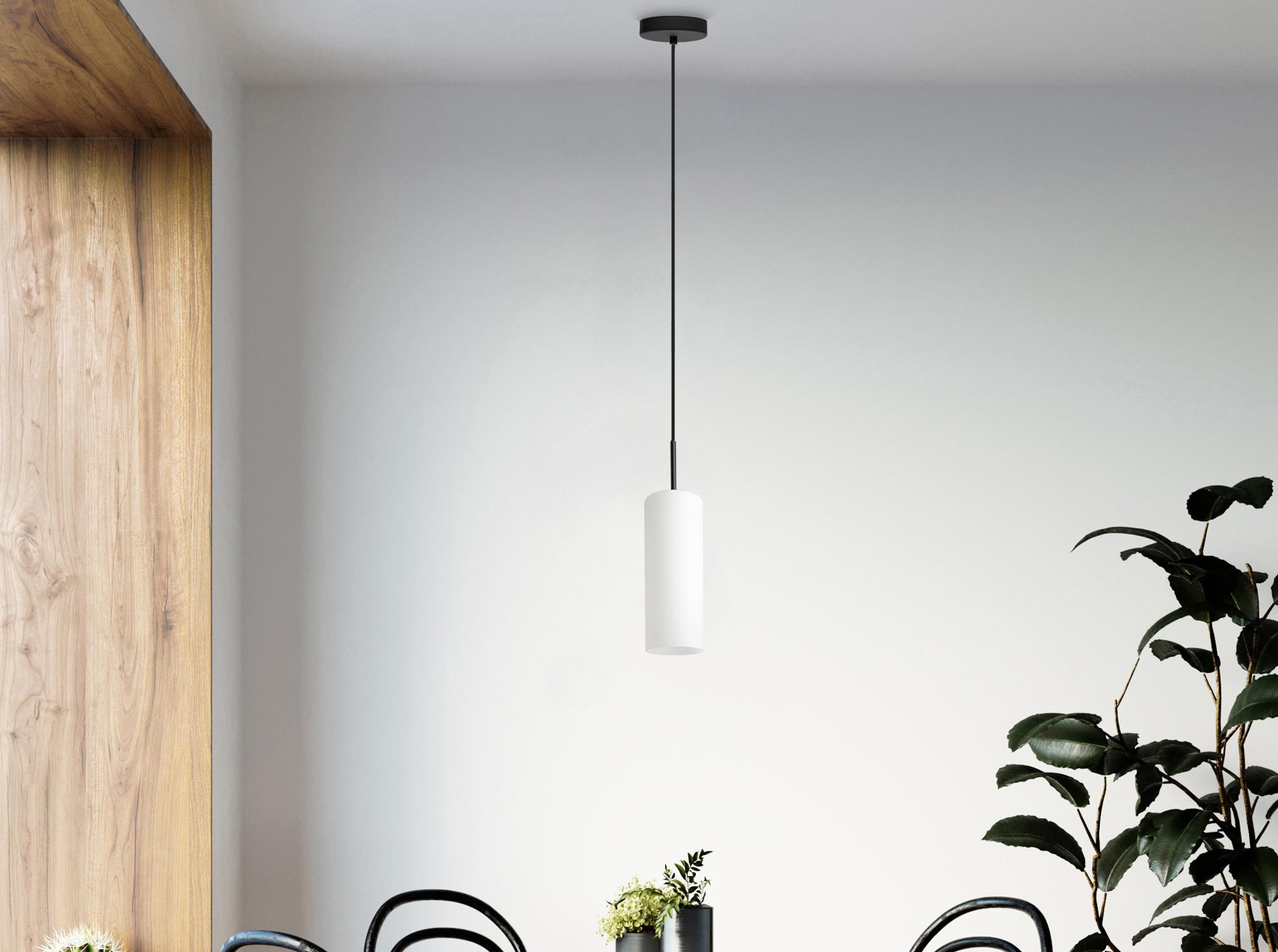 Eglo Troy 1-Light Structured Black Cylinder Mini Pendant