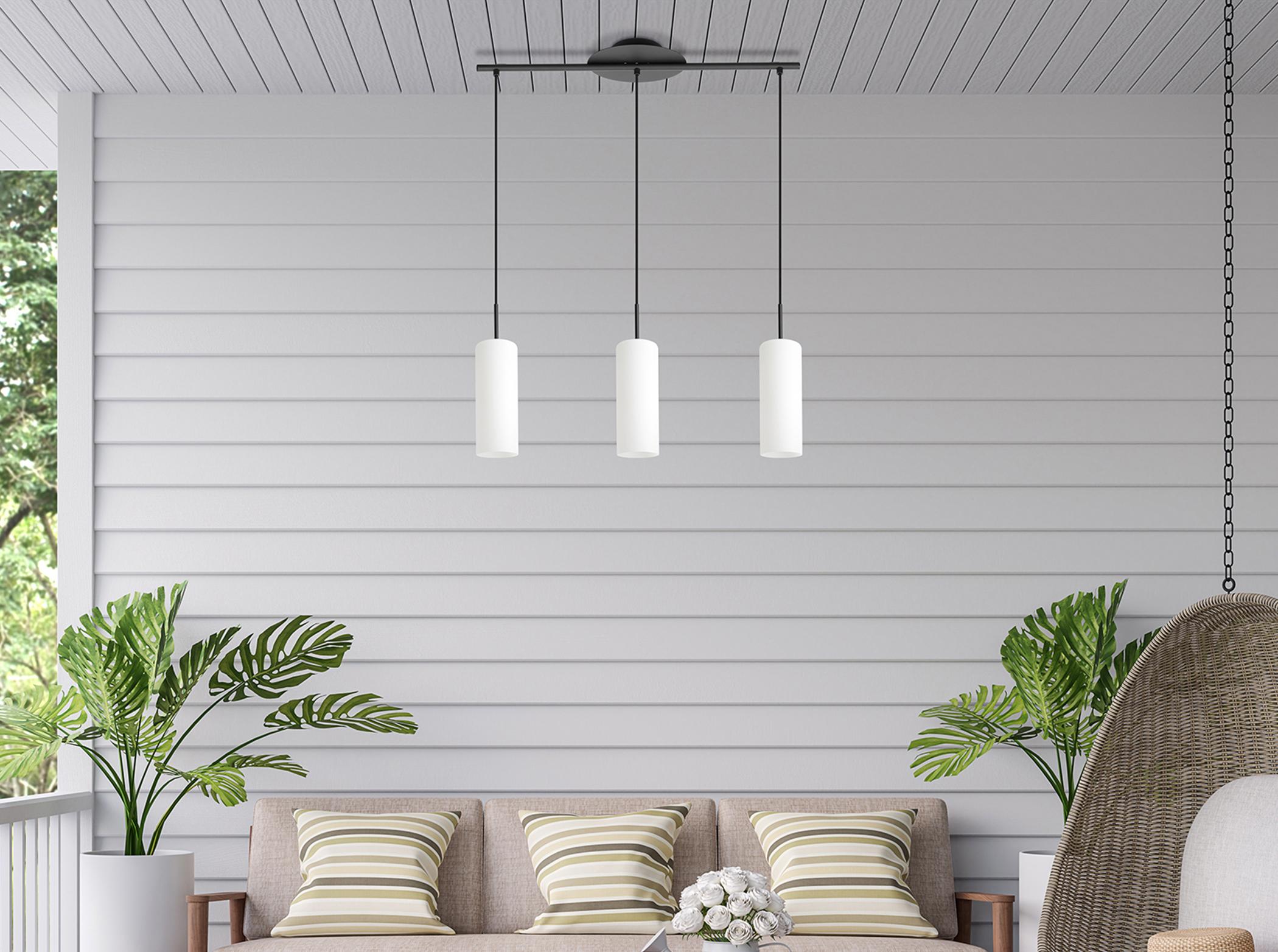 Eglo Troy 3-Light Structured Black Cylinder Island Pendant