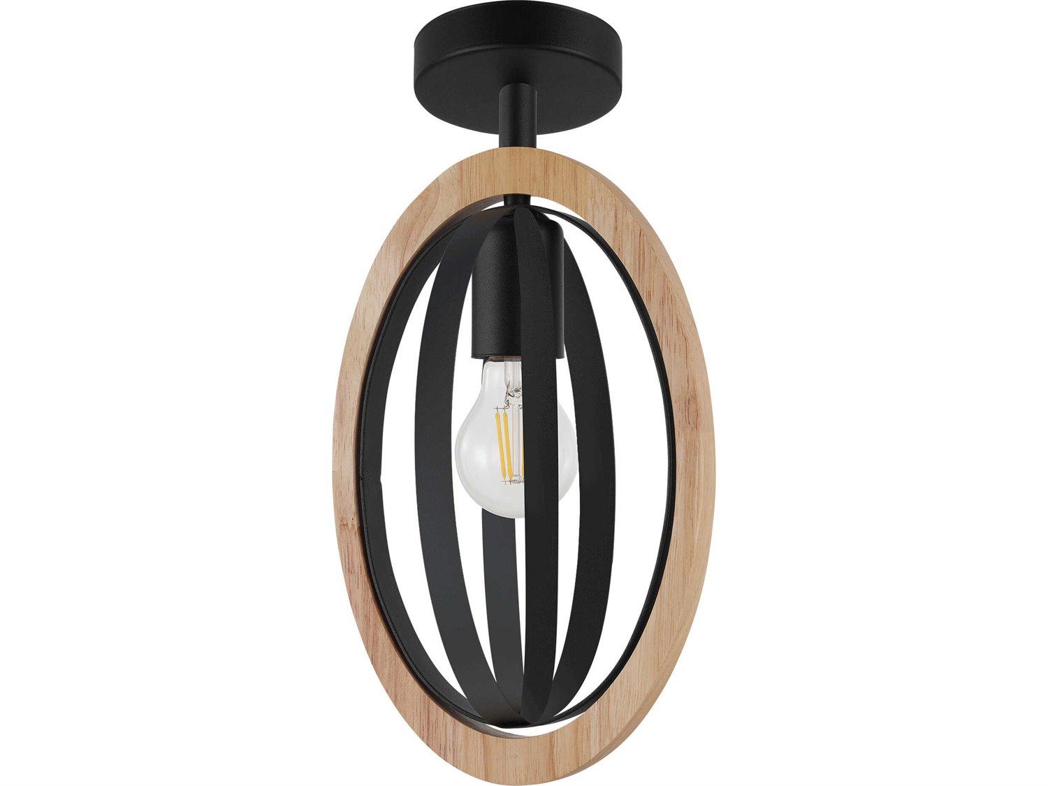 Eglo Basildon 1-Light Black Round Semi Flush Mount