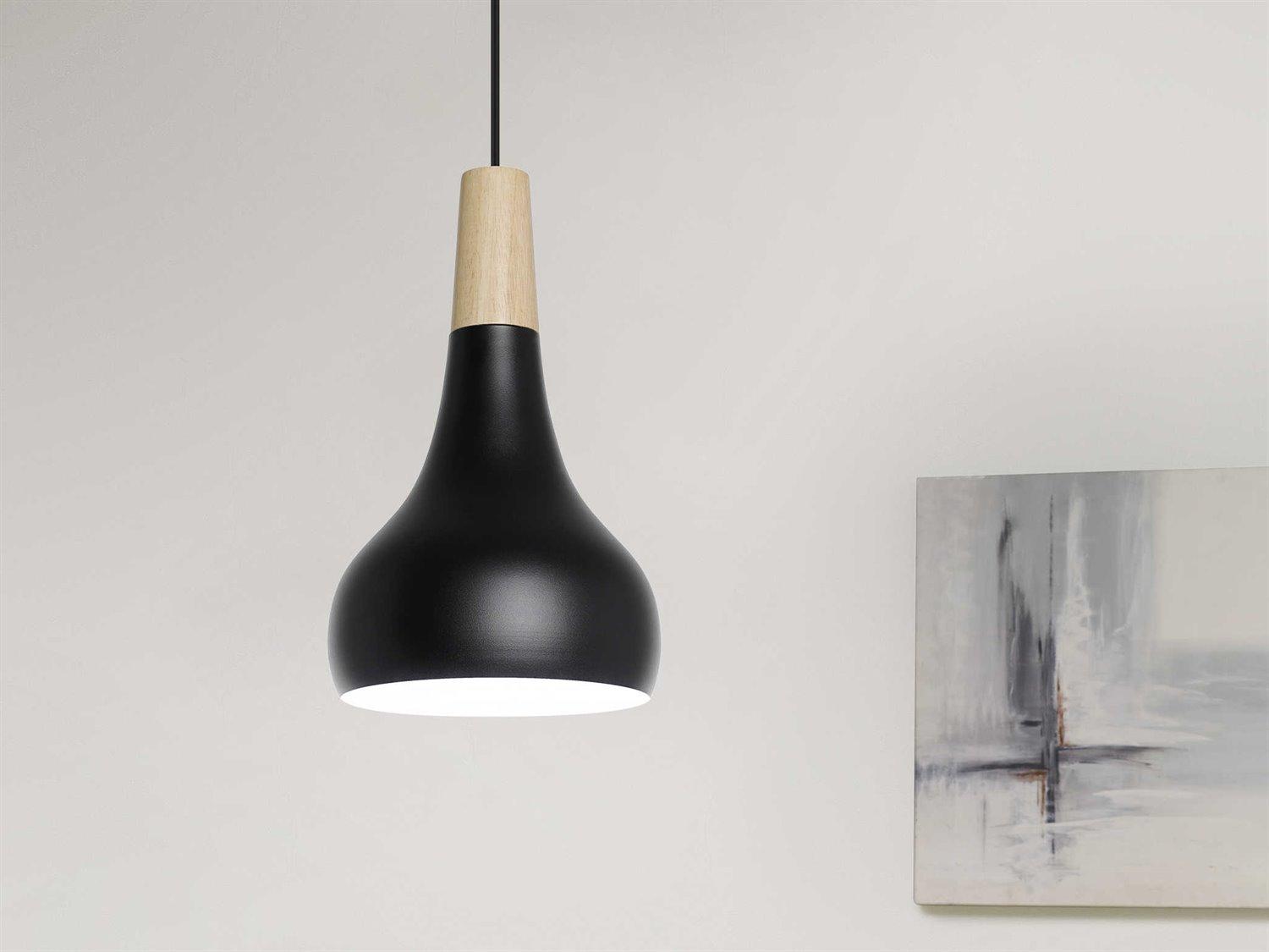 Eglo Sabinar 1-Light Structured Black Shinny White Bell Mini Pendant