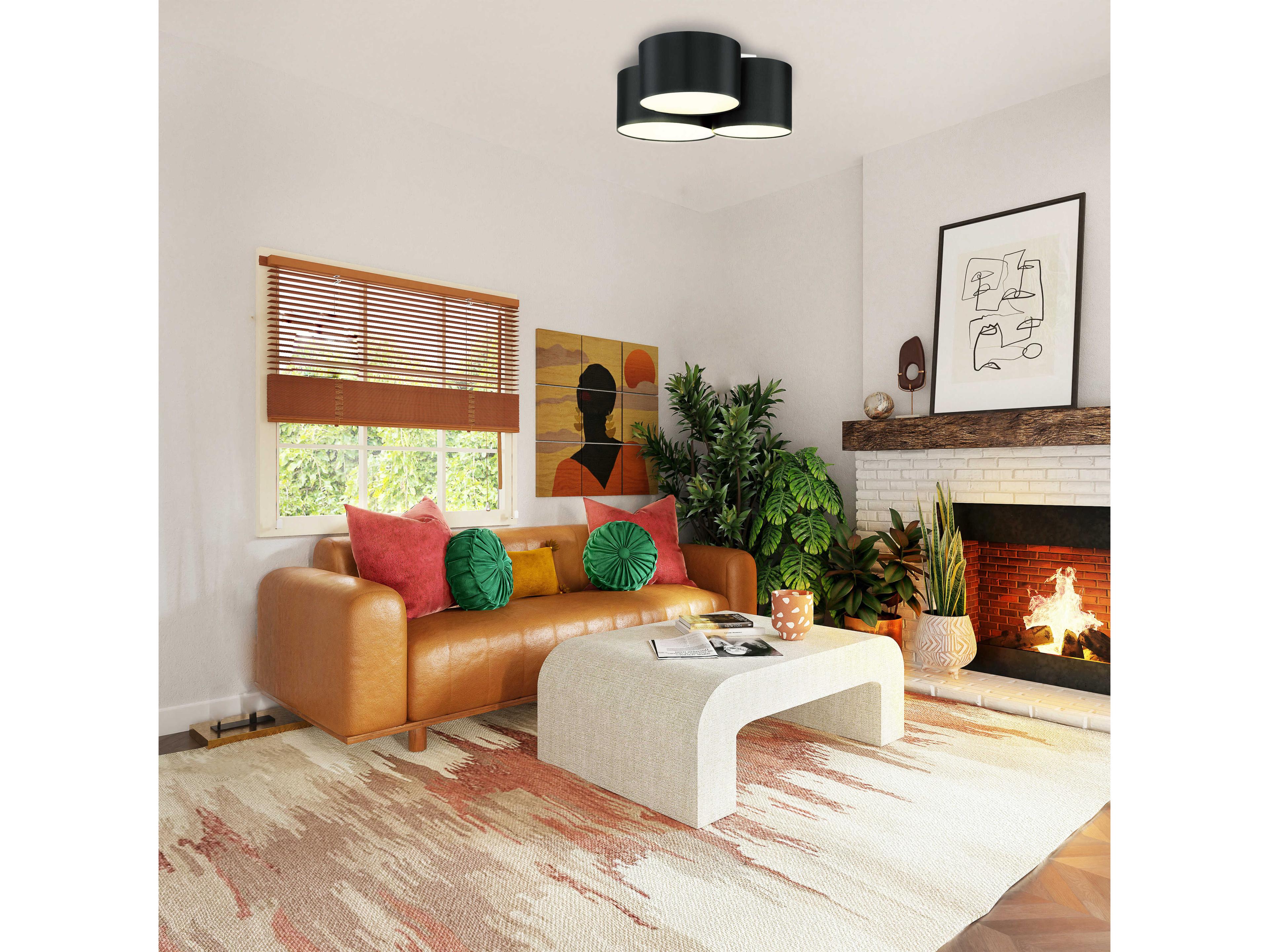 Eglo Pastore 3-Light Black Round Flush Mount