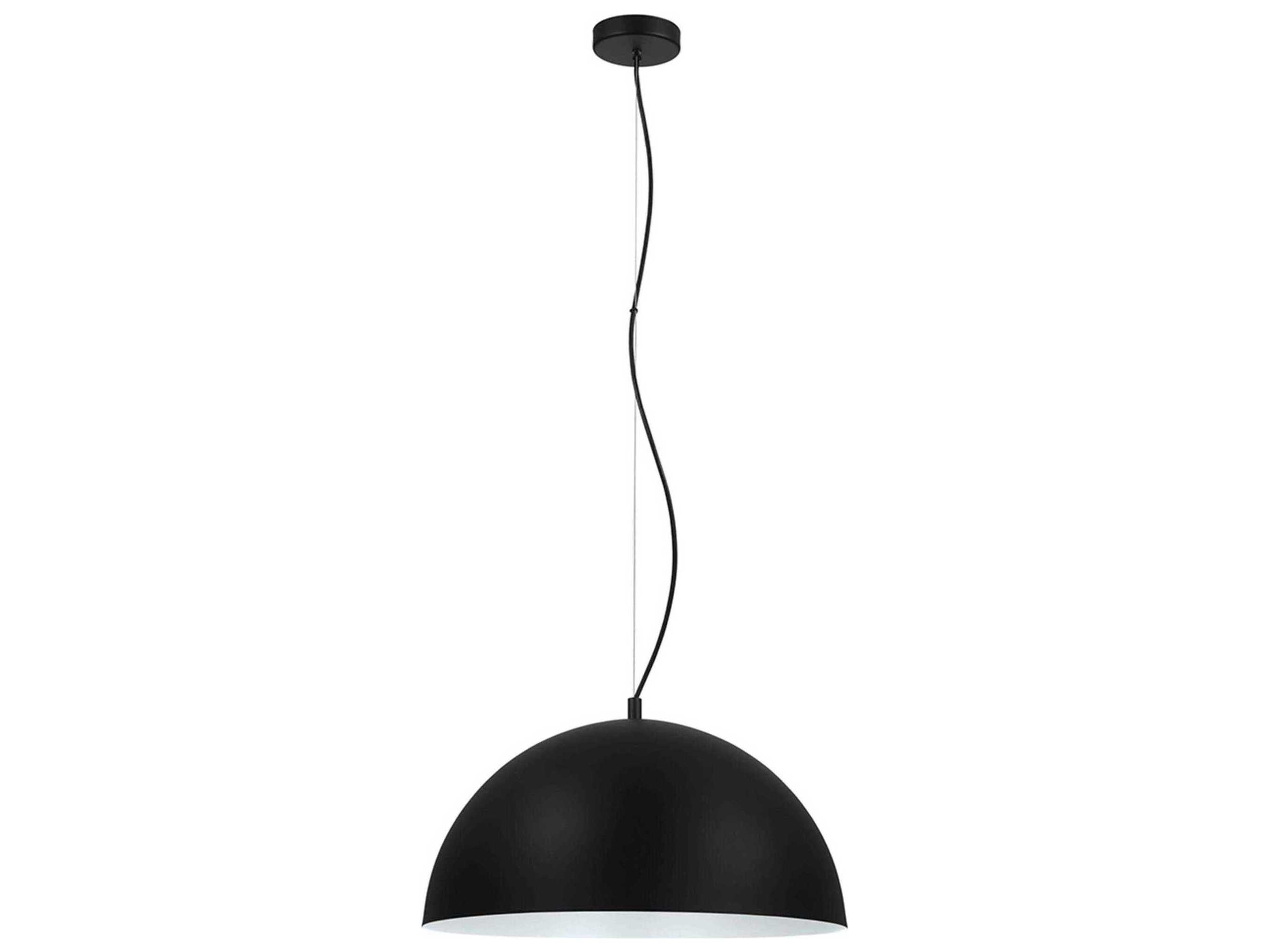 Eglo Rafaelino 1-Light Structured Black Matte White Dome Pendant