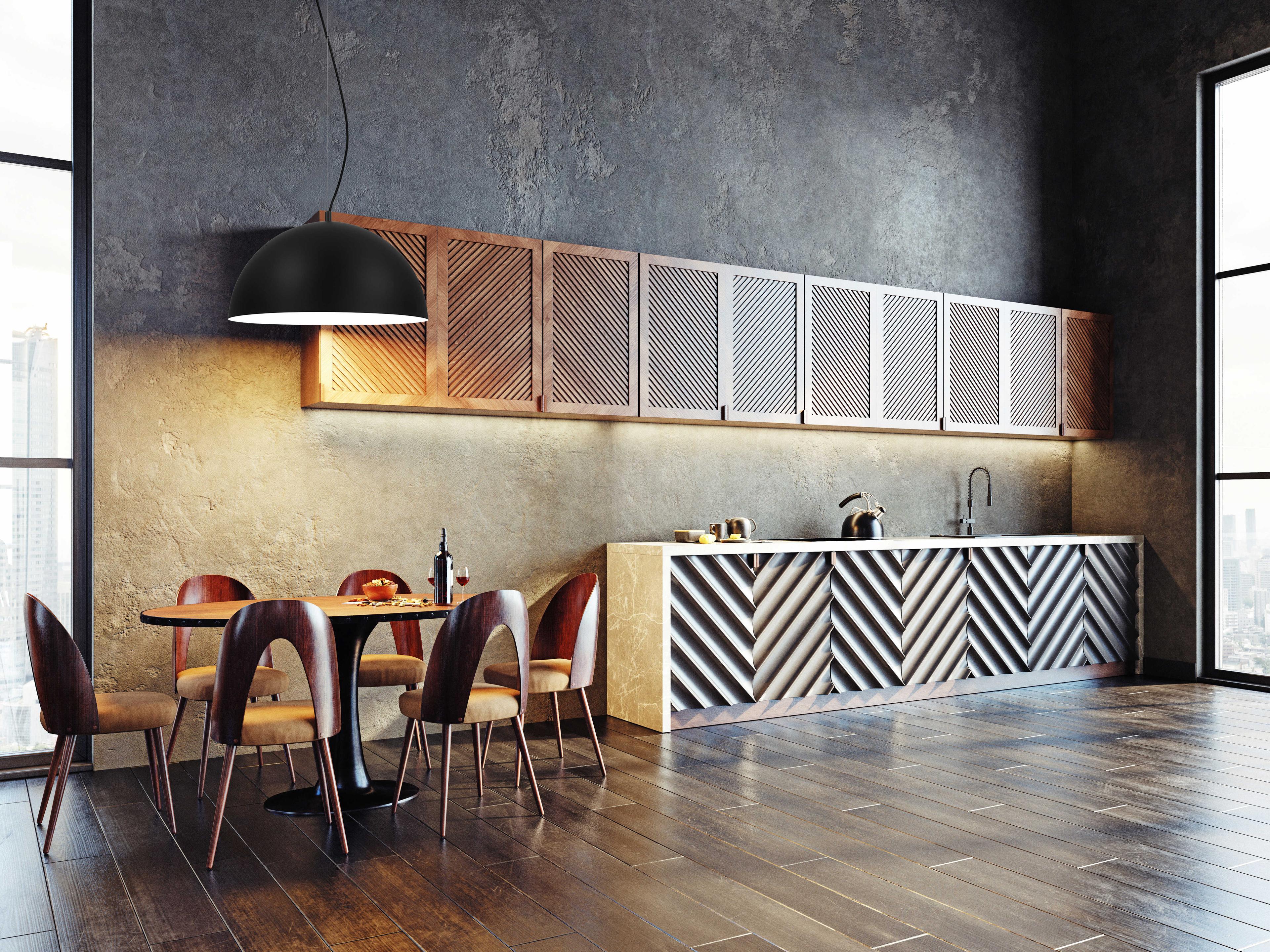 Eglo Rafaelino 1-Light Structured Black Matte White Dome Pendant