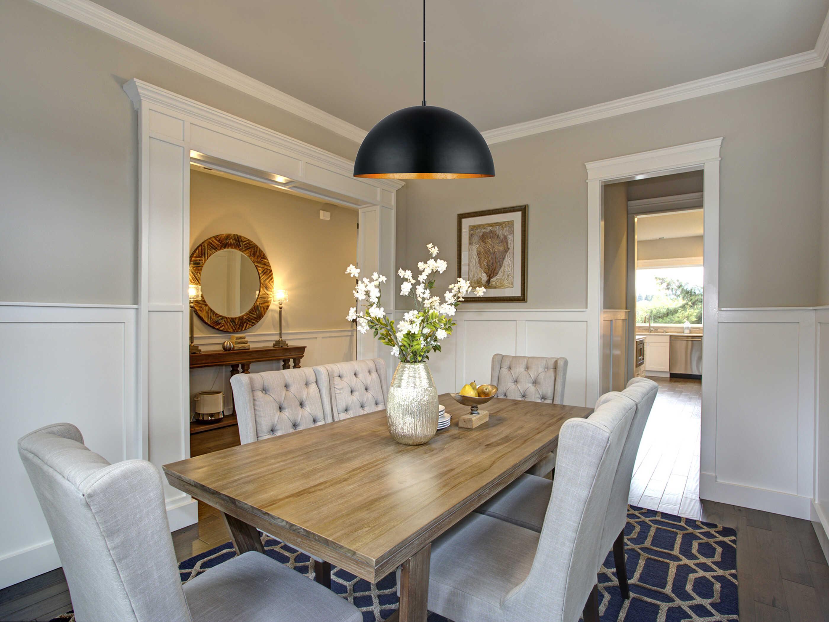 Eglo Rafaelino 1-Light Structured Black Gold Leaf Dome Pendant