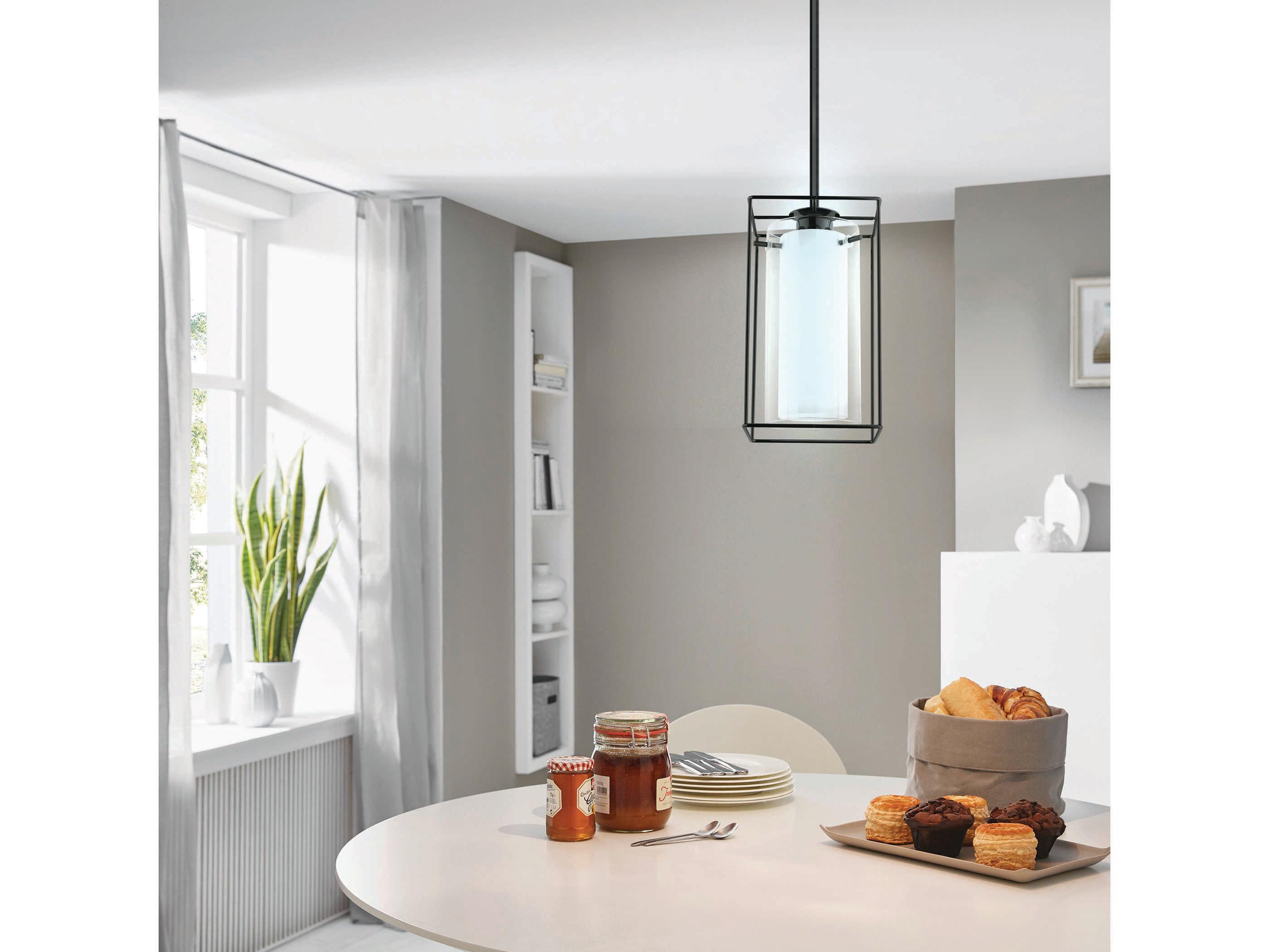 Eglo Lombes 1-Light Structured Black Geometric Mini Pendant