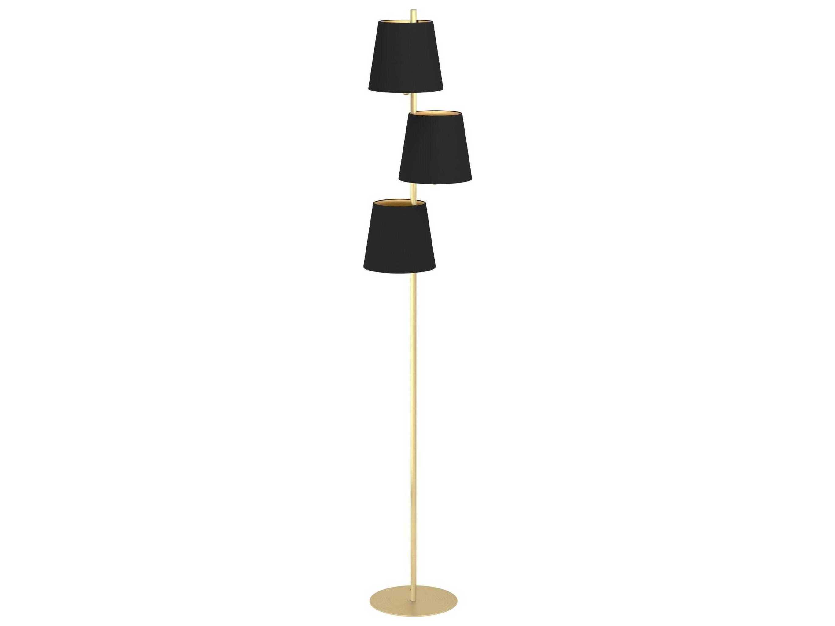Eglo Almeida Brushed Brass Black Exterior Gold Interior Fabric Floor Lamp