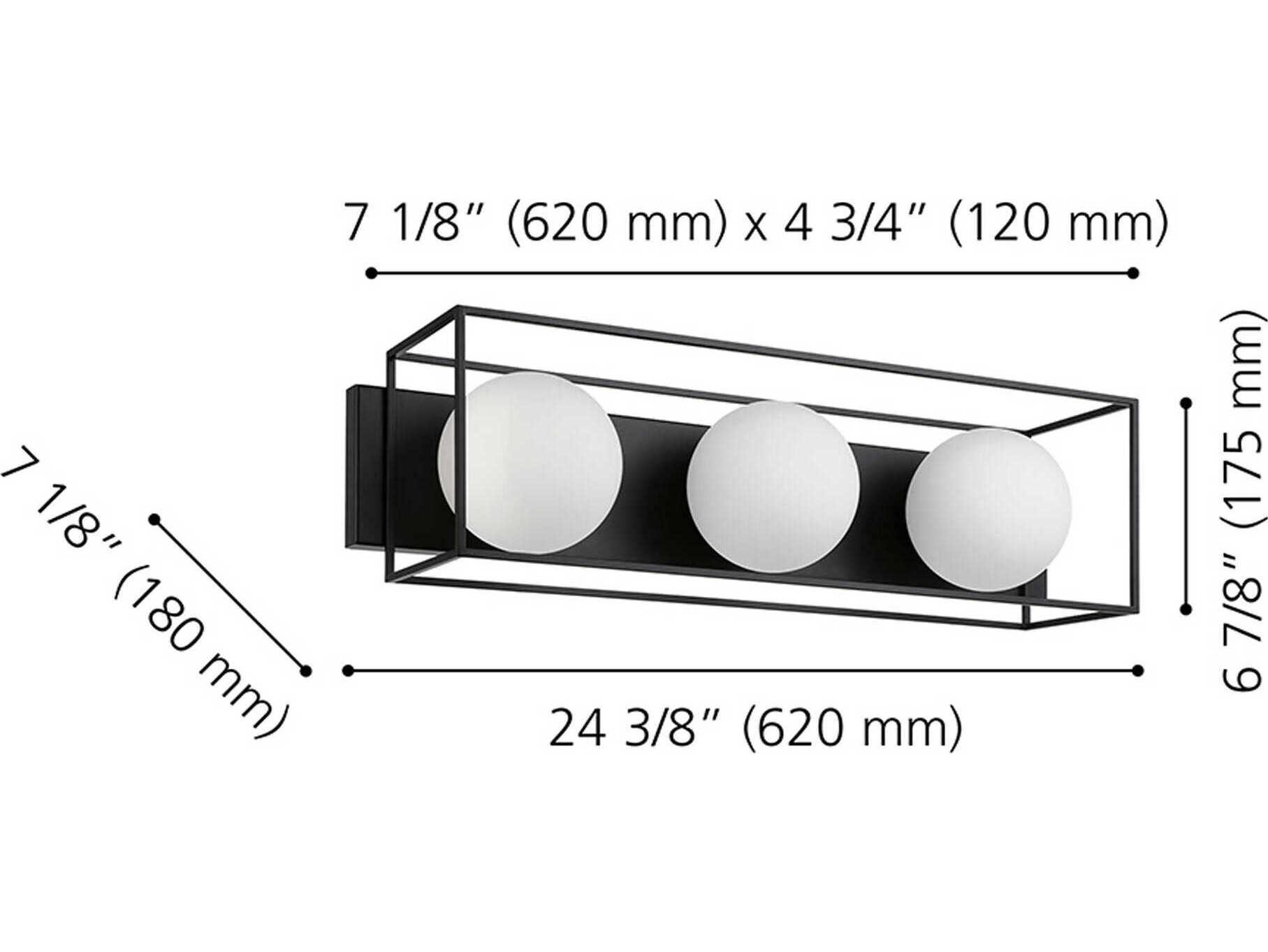 Eglo Grayson 1-Light Matte Black Vanity Light