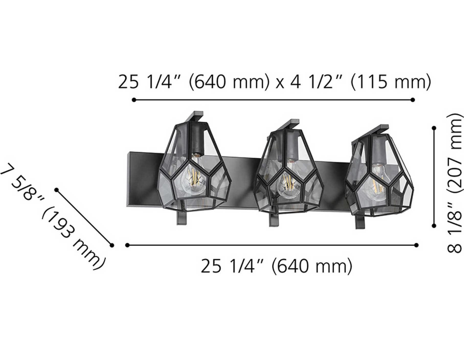 Eglo Mardyke 3-Light Matte Black Vanity Light