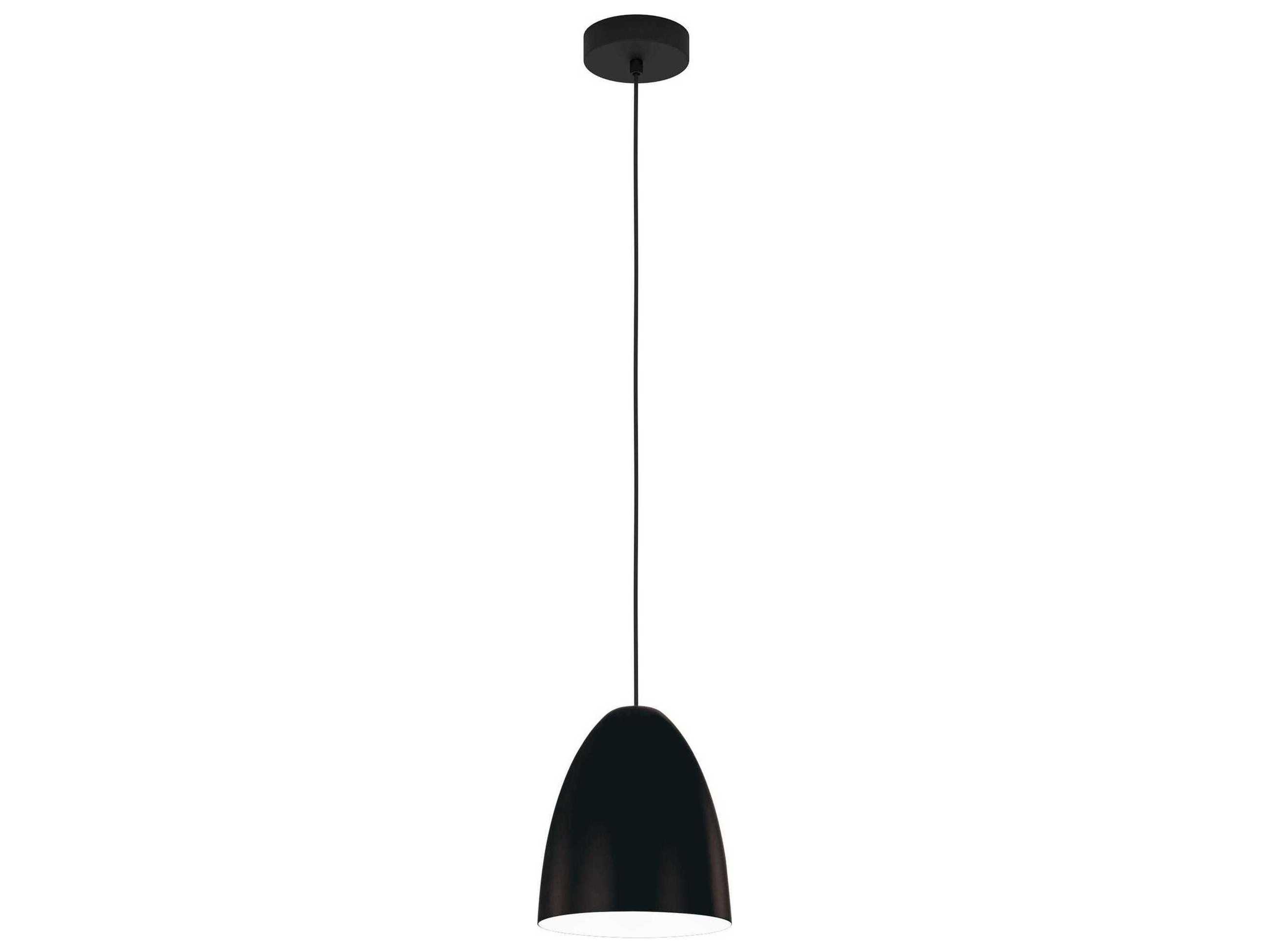 Eglo Sarabia 1-Light Matte Black White Bell Mini Pendant