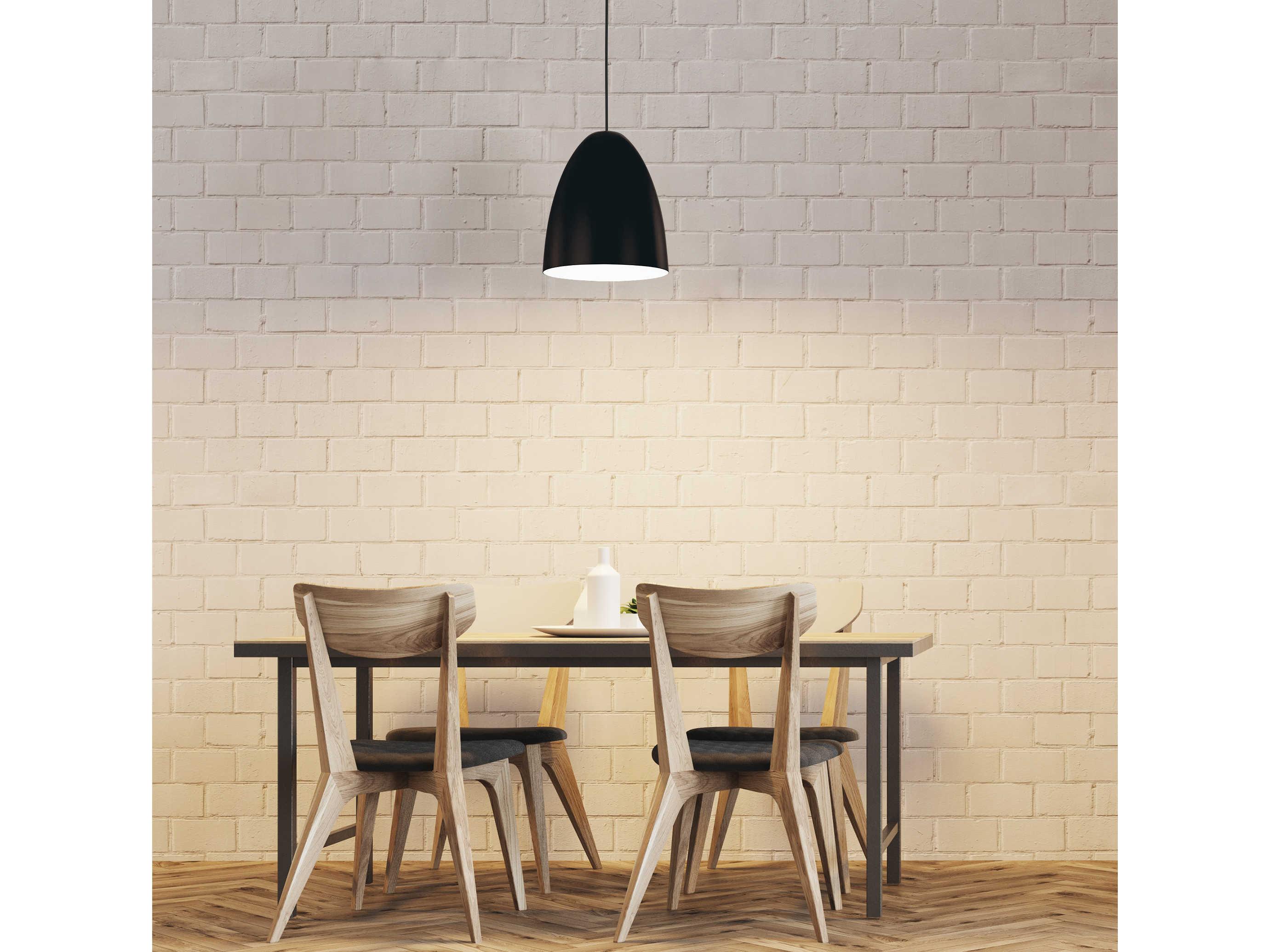 Eglo Sarabia 1-Light Matte Black White Bell Mini Pendant