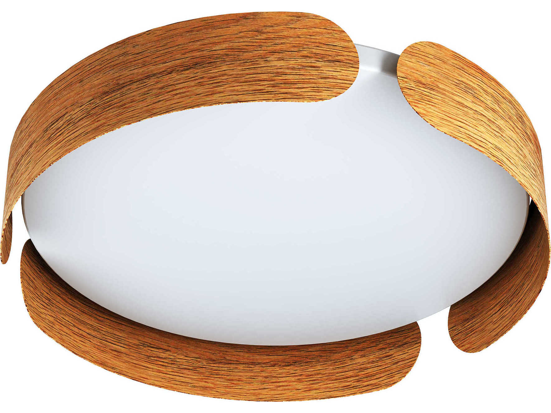 Eglo Valcasotto 1-Light Wood Brown Round Flush Mount