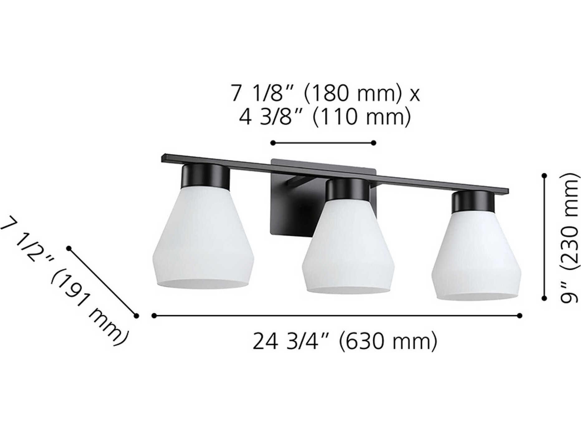 Eglo Copeland 3-Light Matte Black Vanity Light