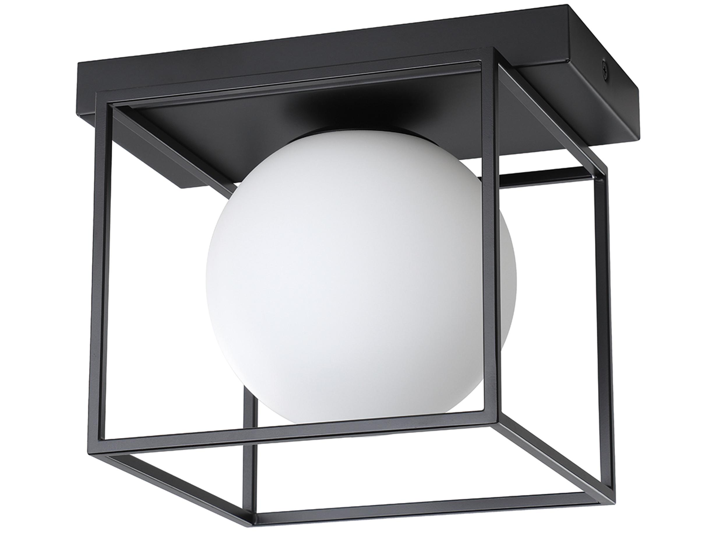 Eglo Grayson 1-Light Matte Black Globe Flush Mount