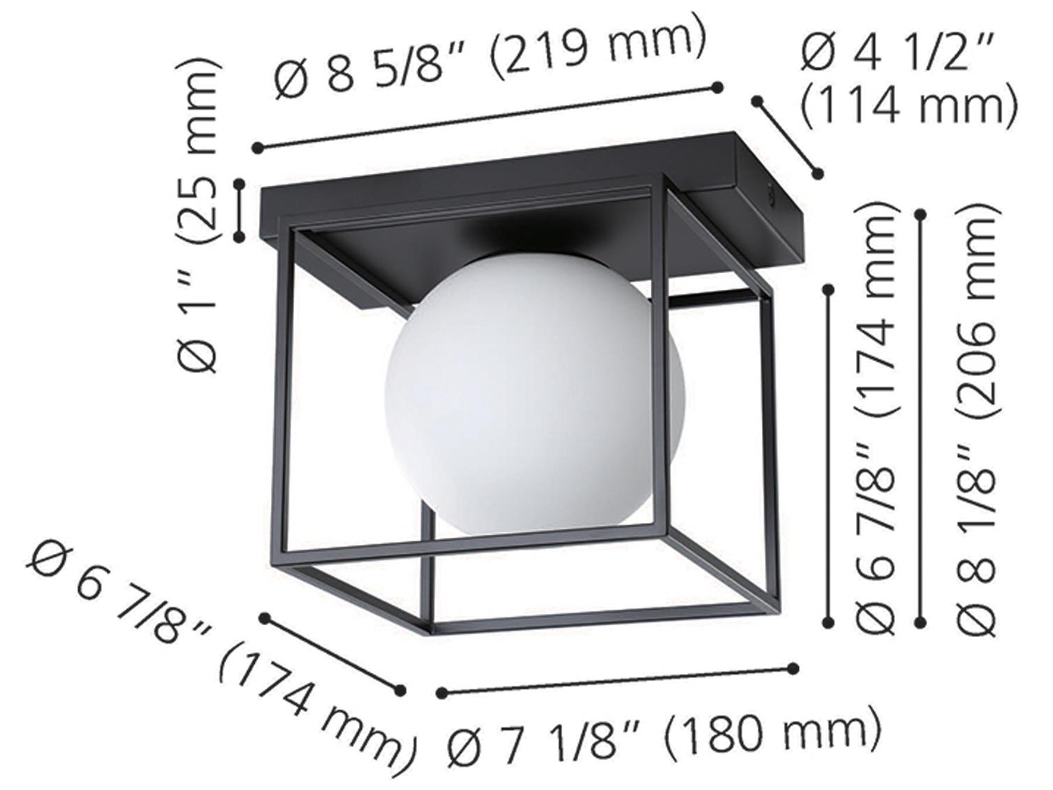 Eglo Grayson 1-Light Matte Black Globe Flush Mount