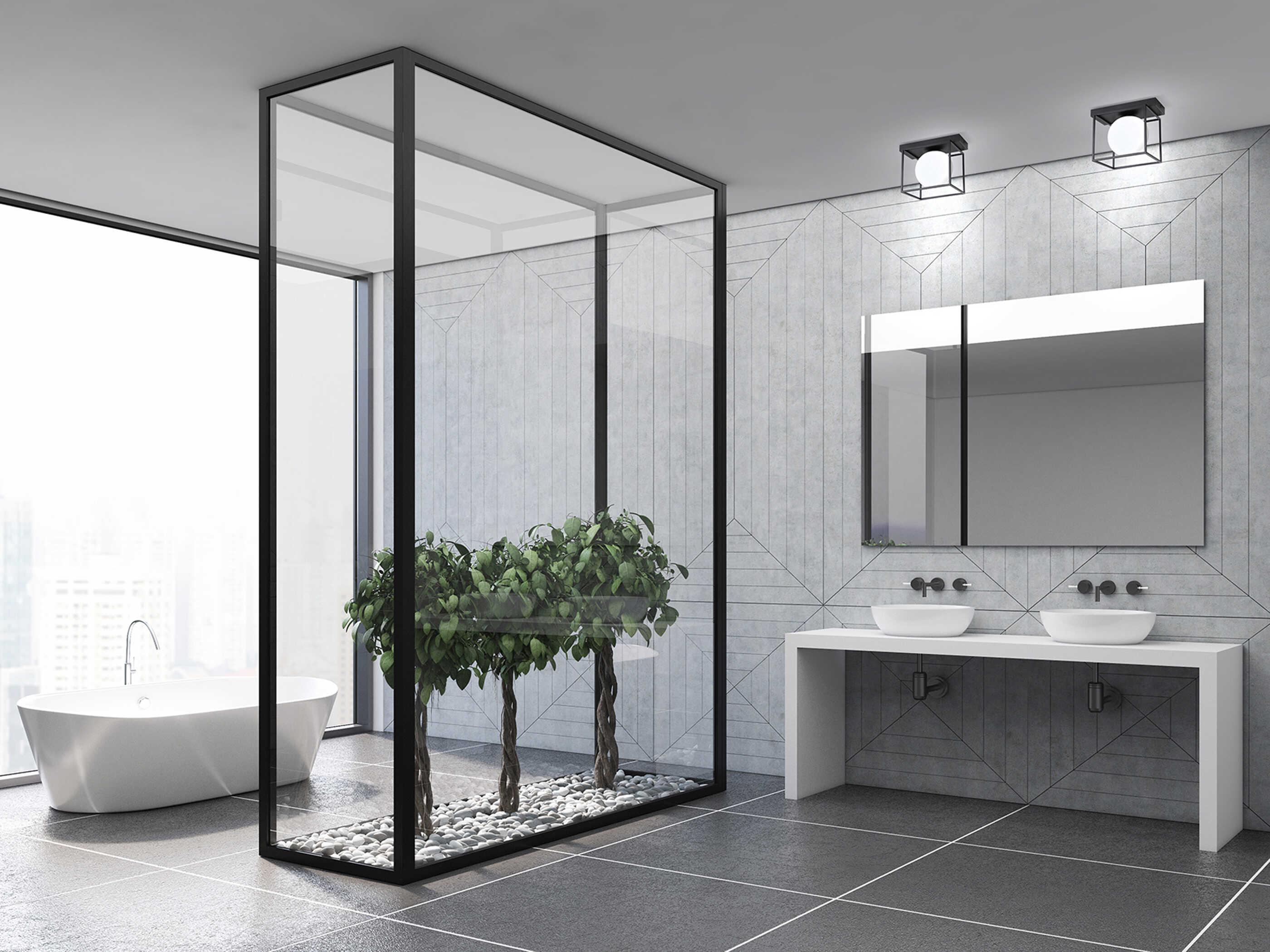 Eglo Grayson 1-Light Matte Black Globe Flush Mount