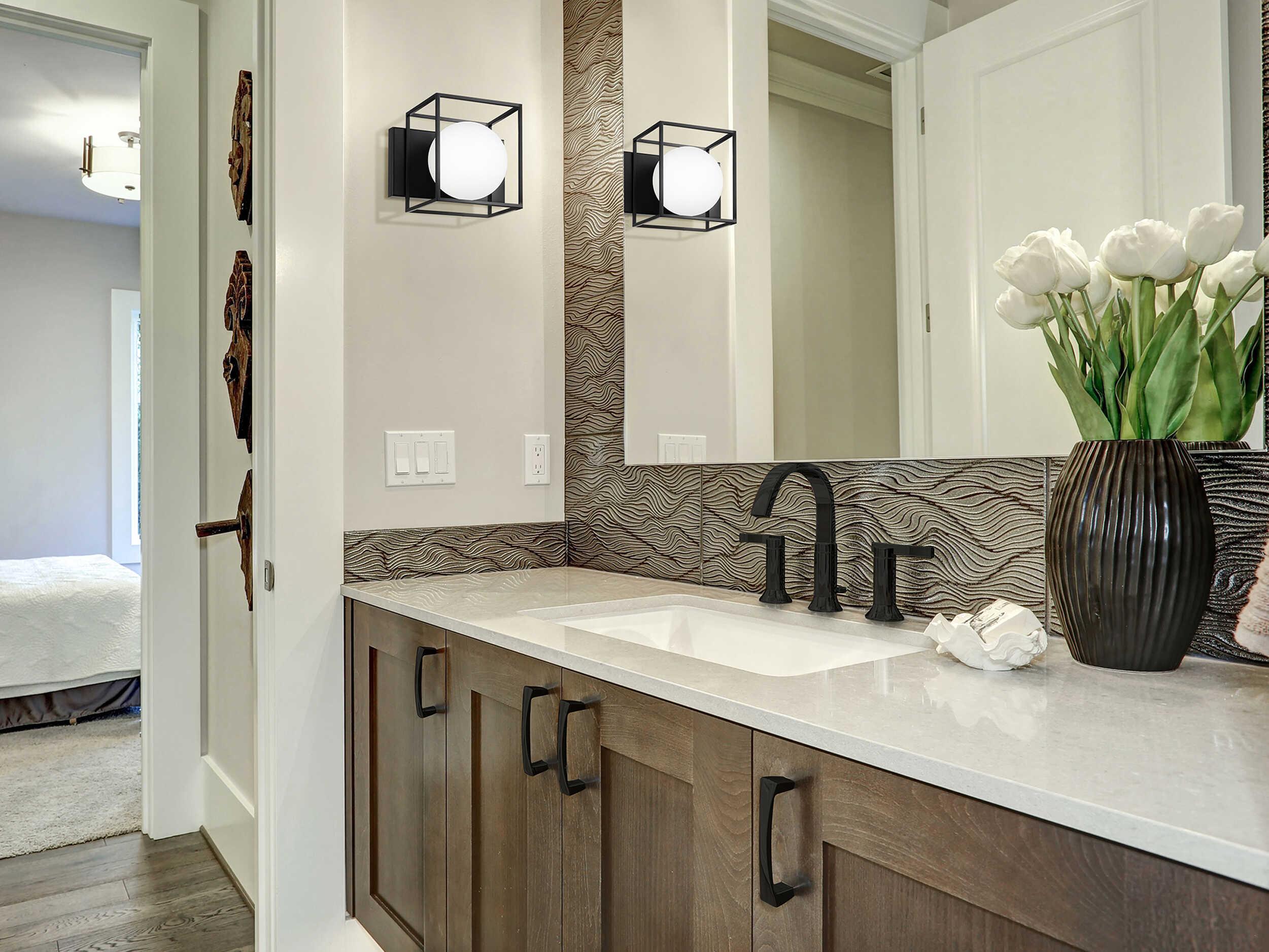 Eglo Grayson 1-Light Matte Black Globe Flush Mount