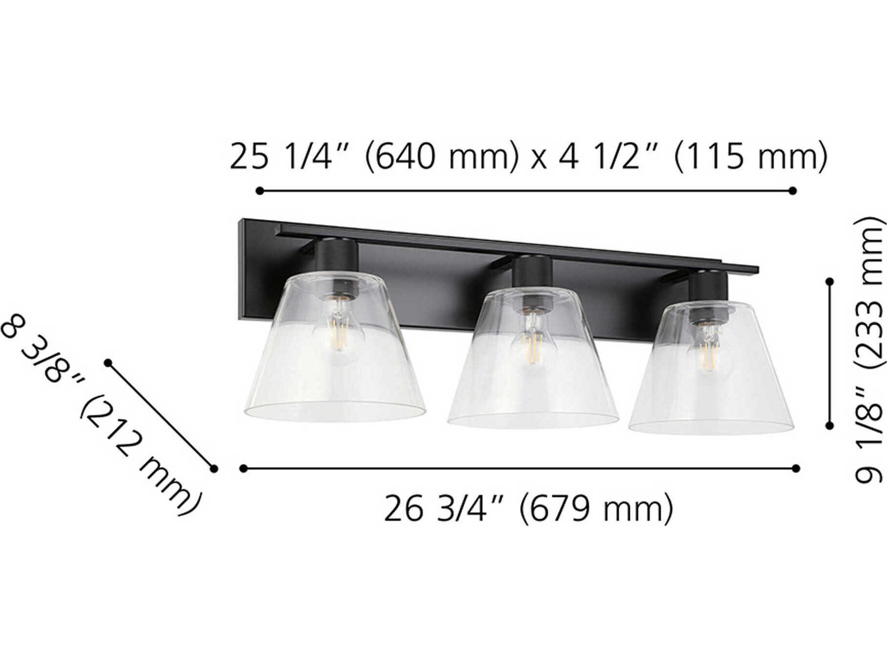Eglo Copley 3-Light Matte Black Vanity Light