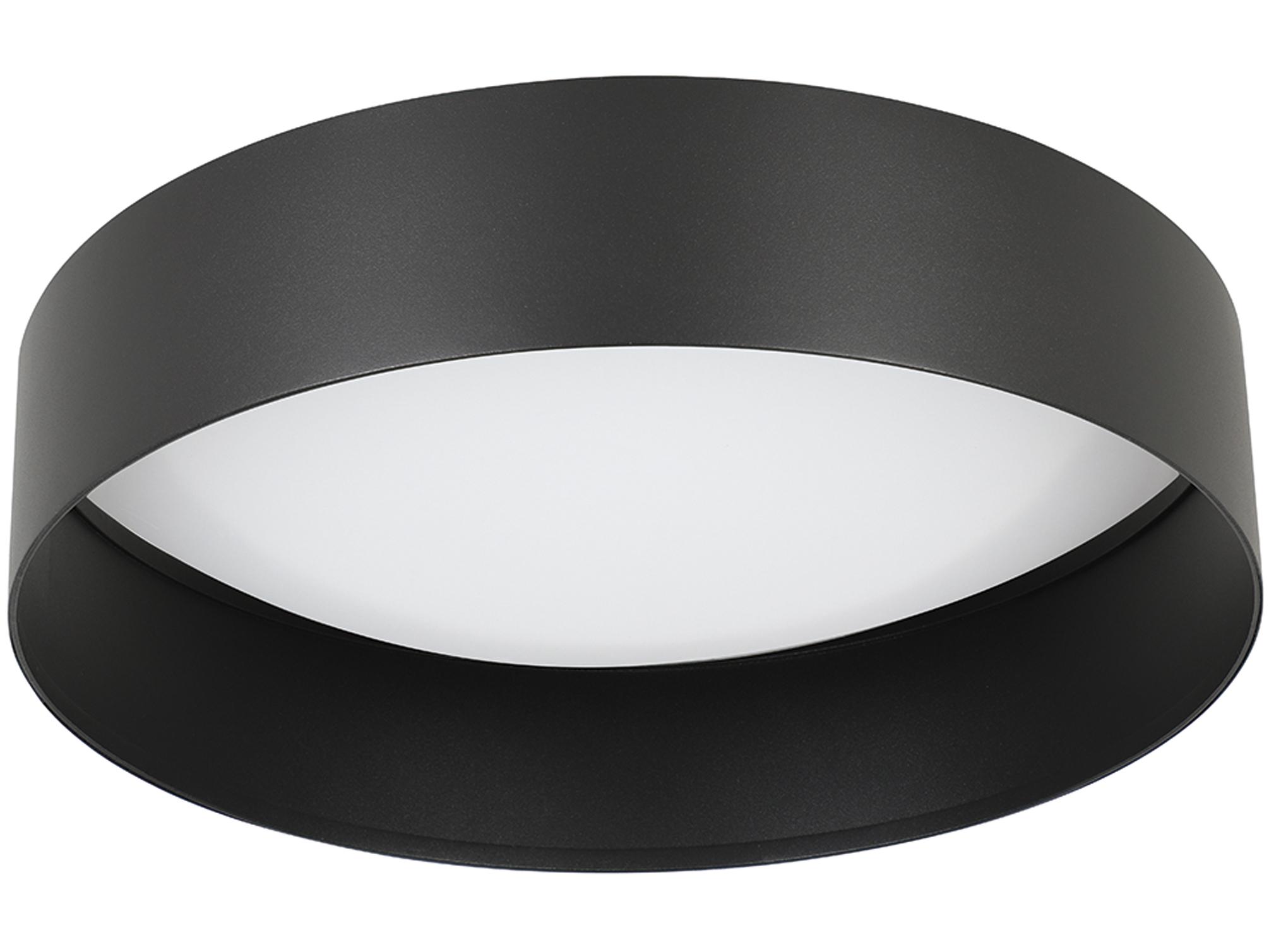 Eglo Ester 1-Light Structured Black Matte White Round Flush Mount