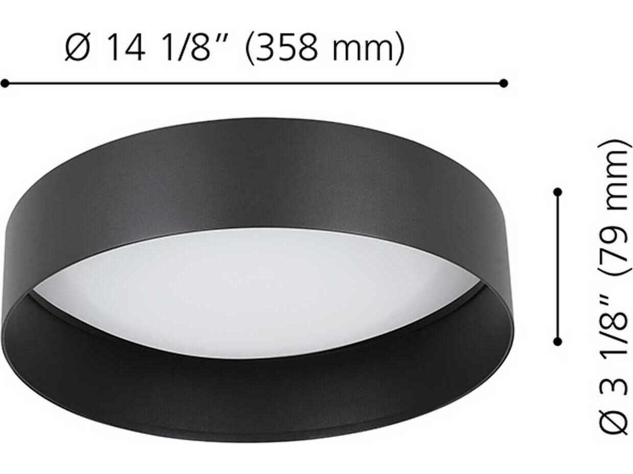 Eglo Ester 1-Light Structured Black Matte White Round Flush Mount