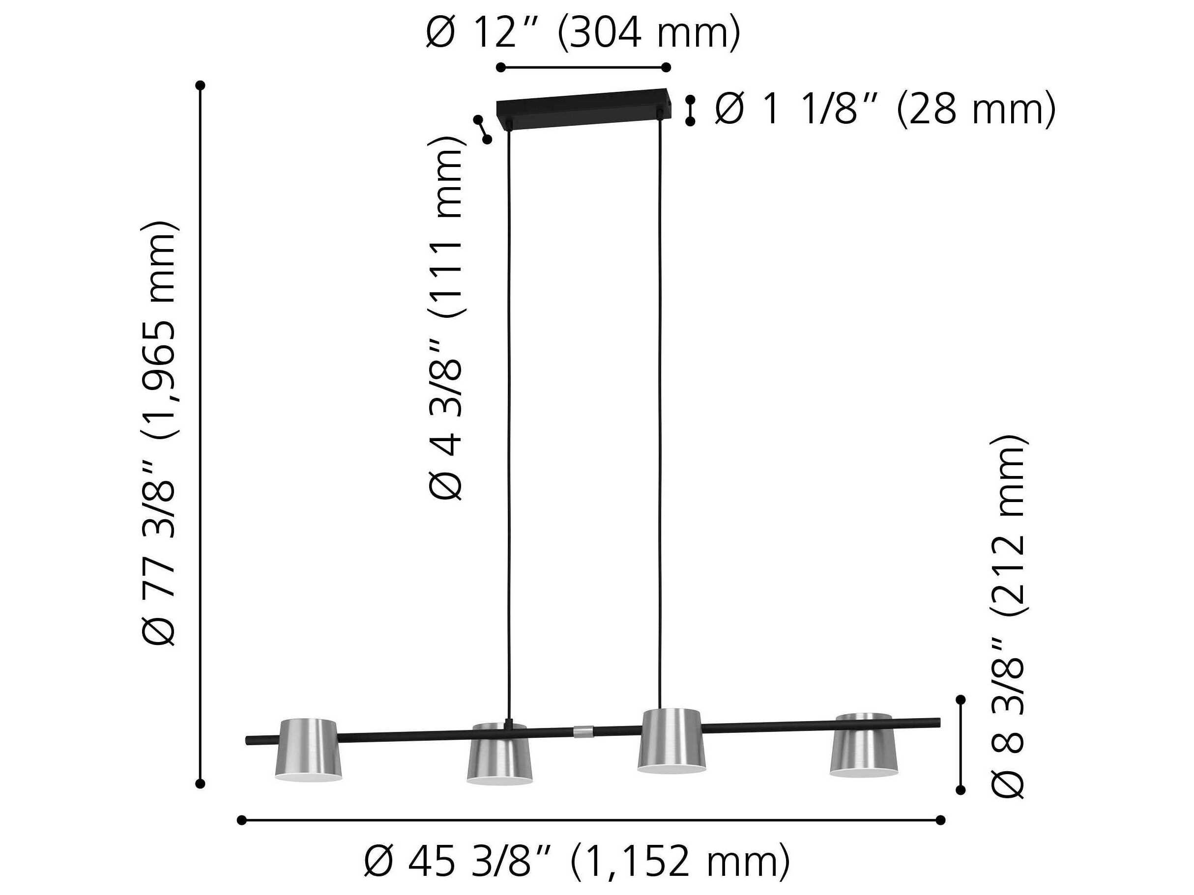 Eglo Altmira Altamira 4-Light Structured Black Matte Nickel Island Pendant
