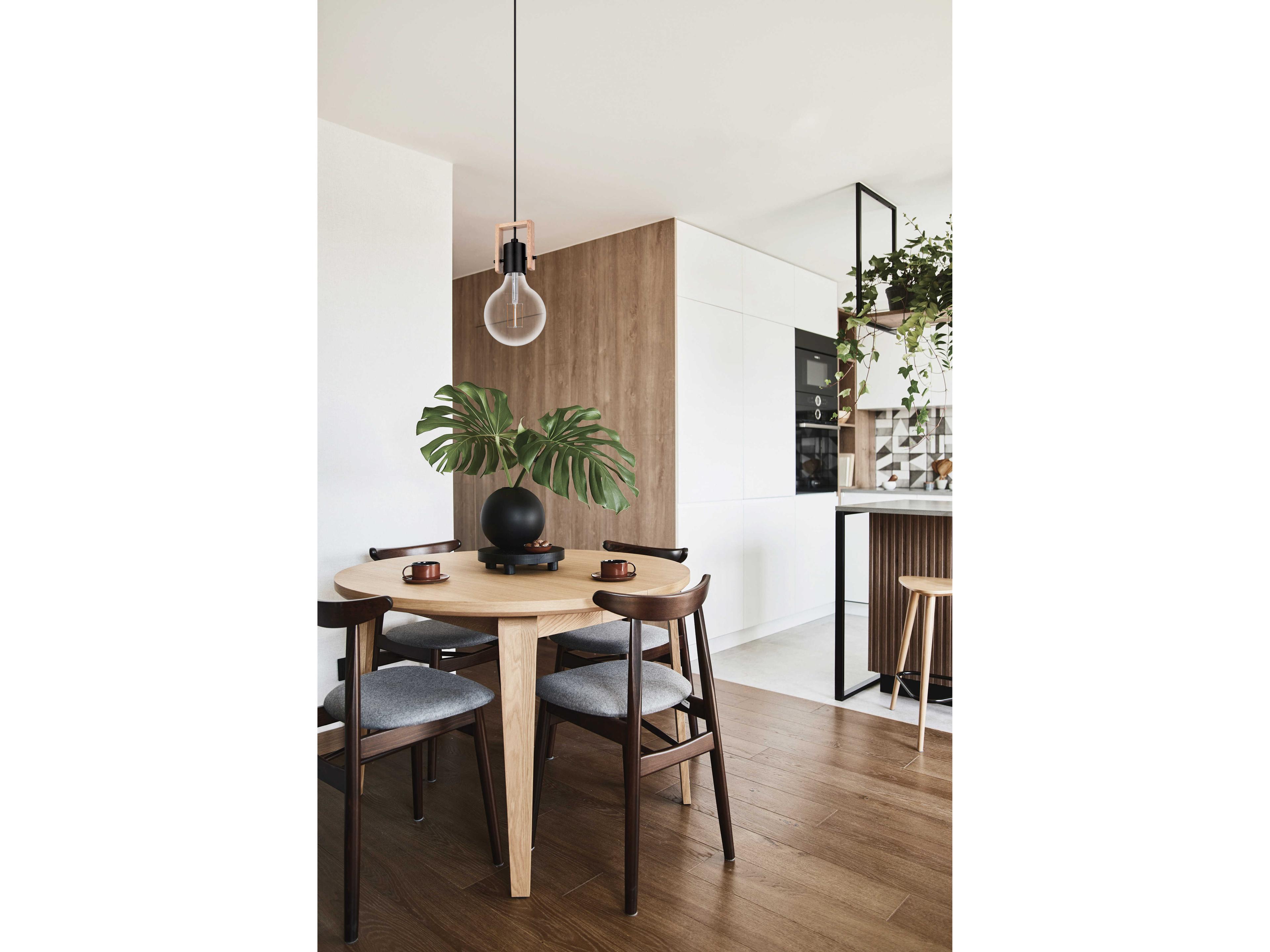 Eglo Plimsoll 1-Light Black Wood Mini Pendant