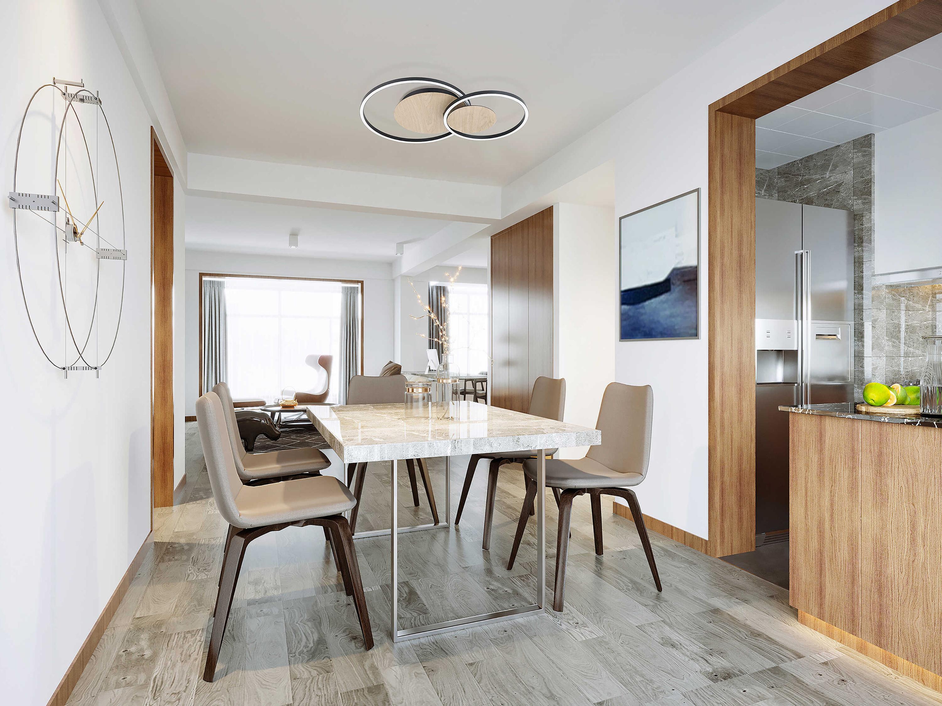 Eglo Palma Structured Black Veneer Oak Brown Round Flush Mount