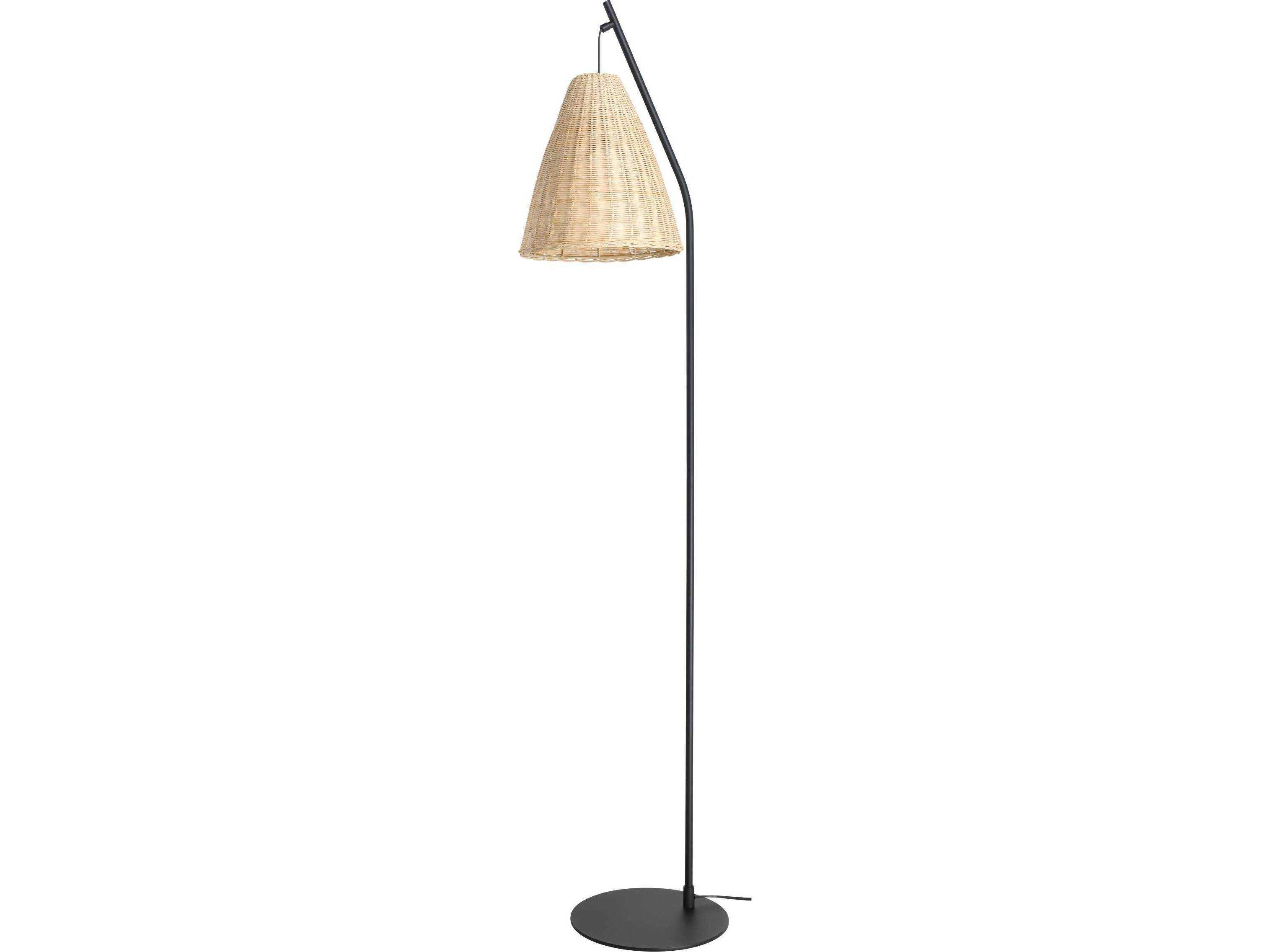 Eglo Bickley Black Natural Rattan Floor Lamp