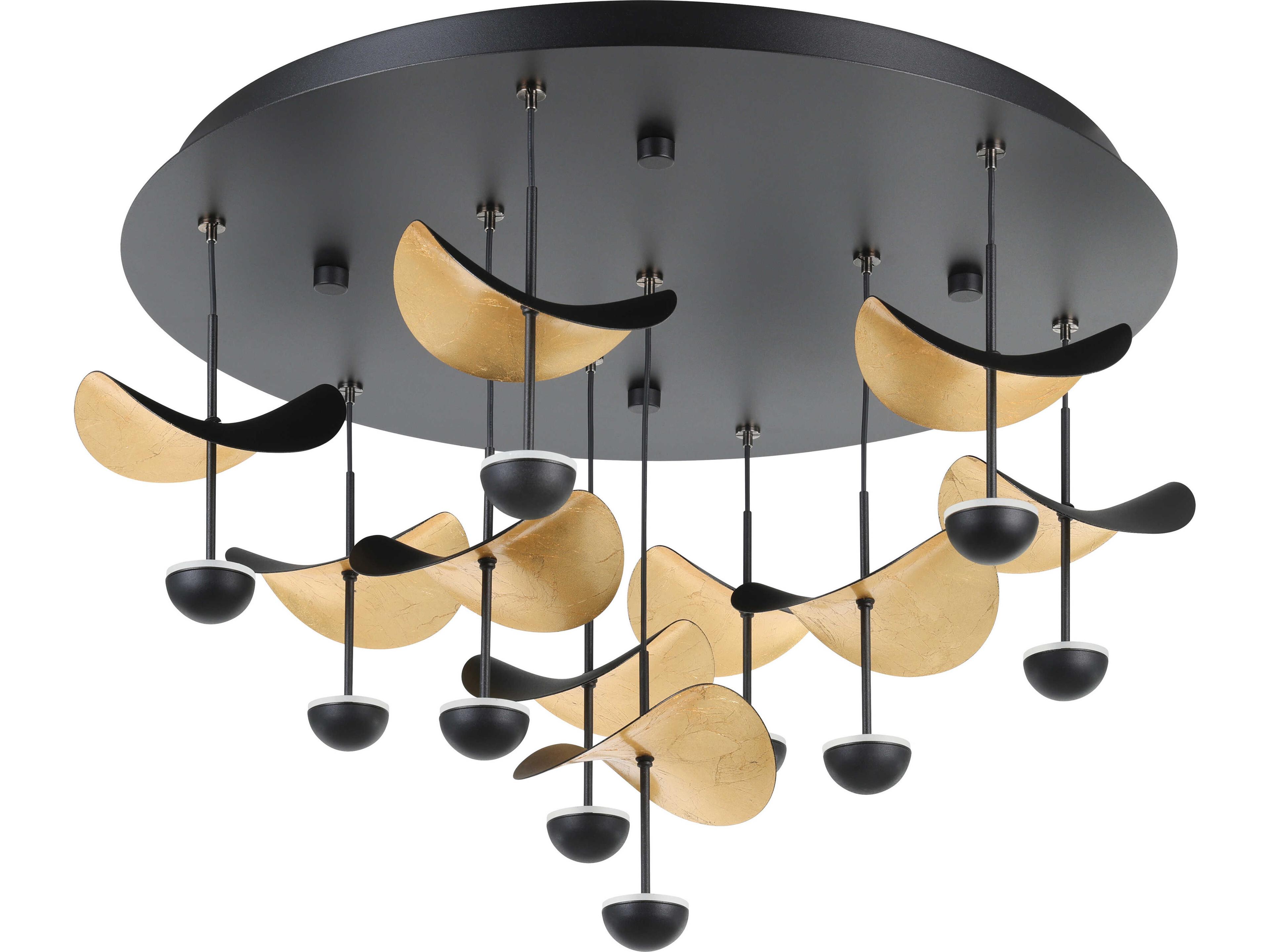 Eglo Dracera 10-Light Black Gold Leaf Geometric Pendant