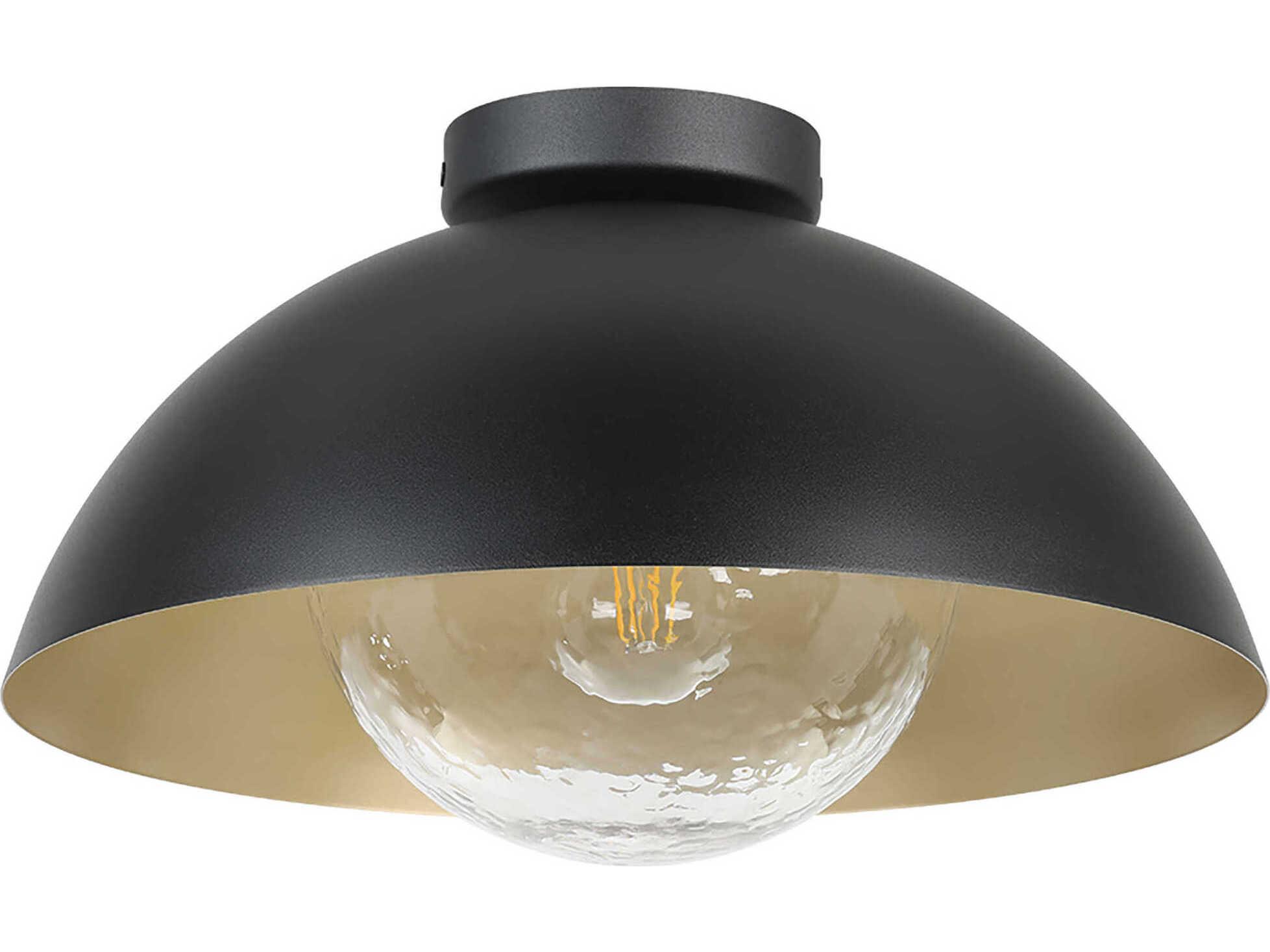 Eglo Dyal 1-Light Black Gold Dome Flush Mount