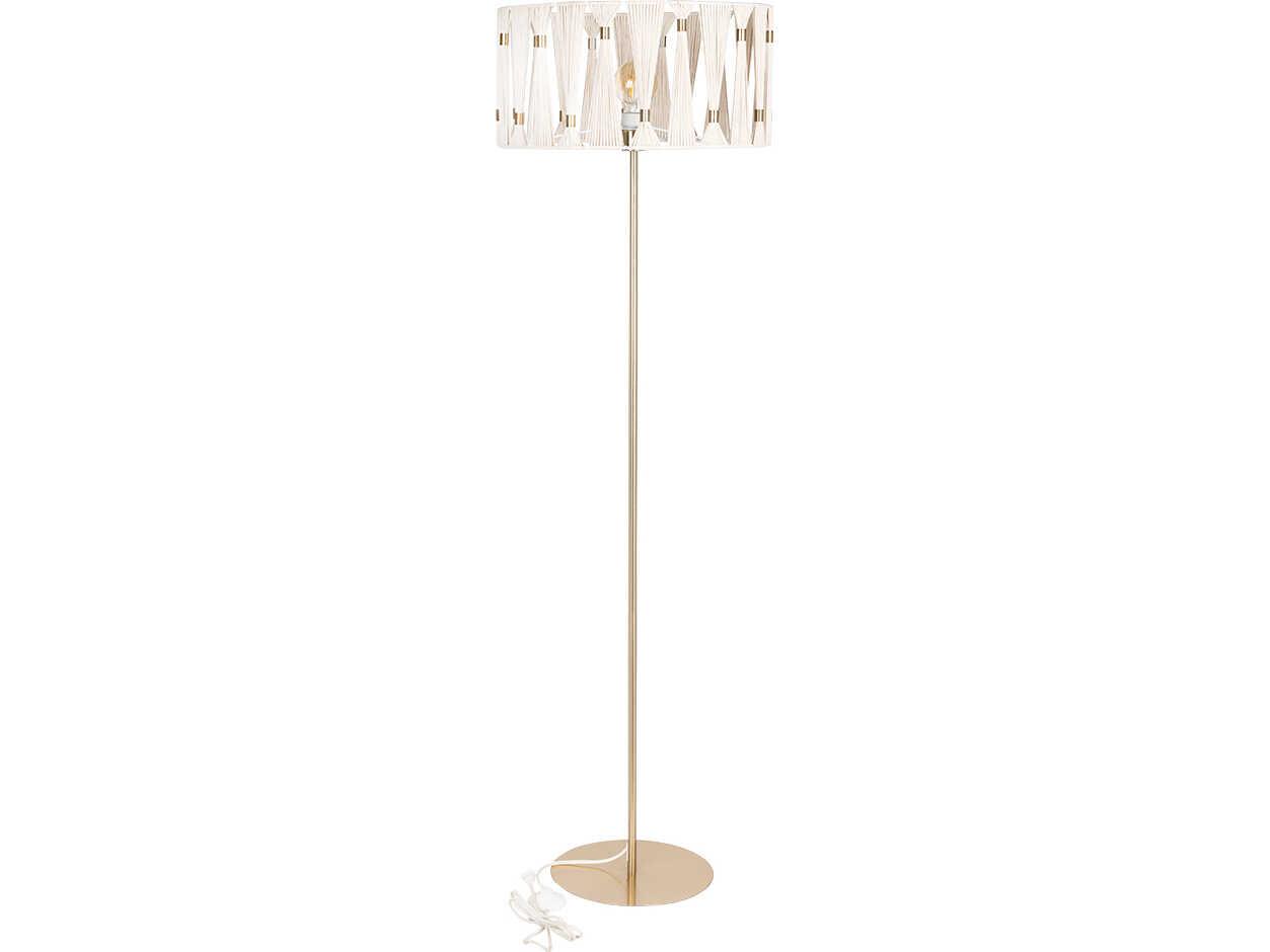 Eglo Macclenny Brushed Brass Beige Textile Thread Floor Lamp