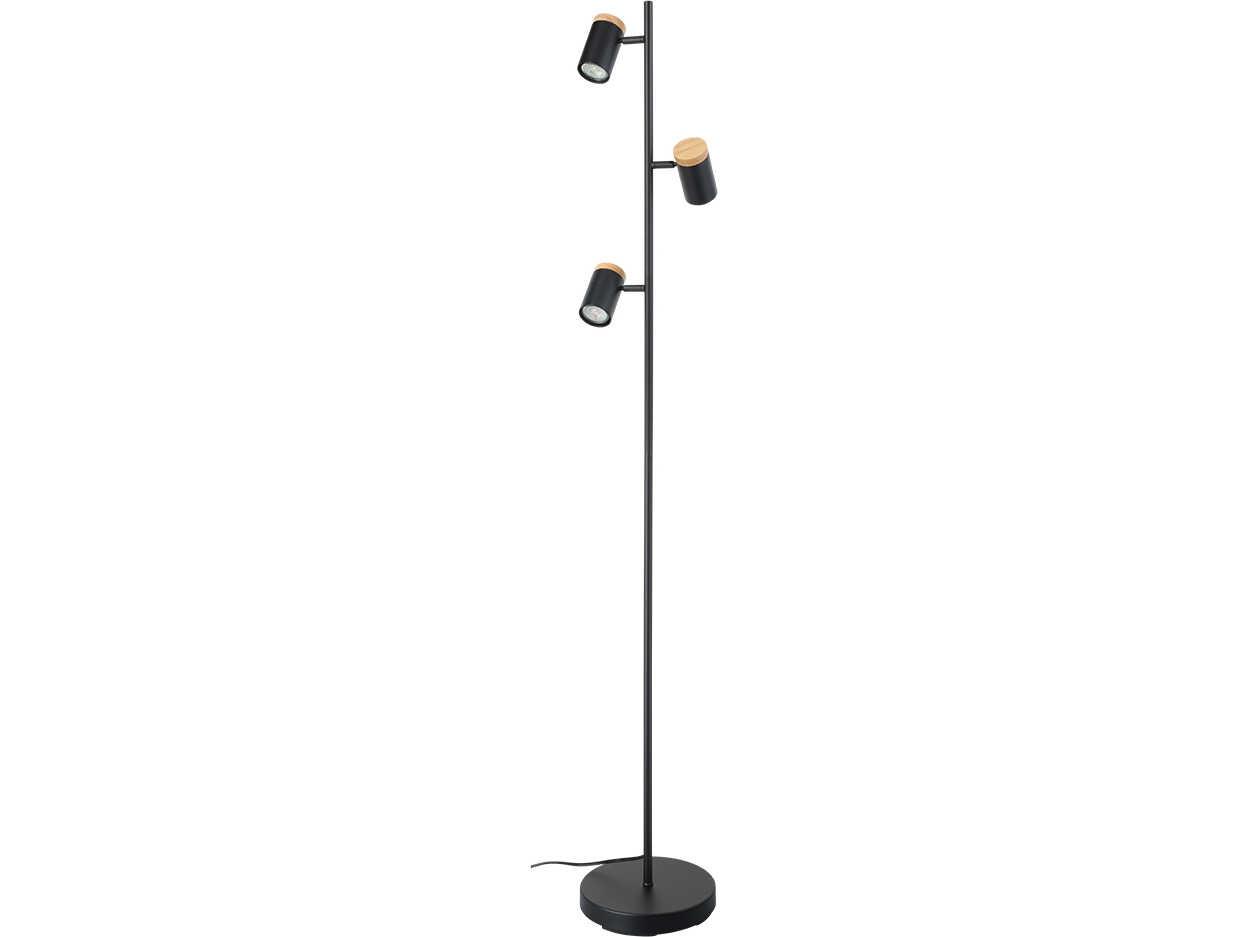 Eglo Chatterton Structured Black Wood Steel Accent Floor Lamp
