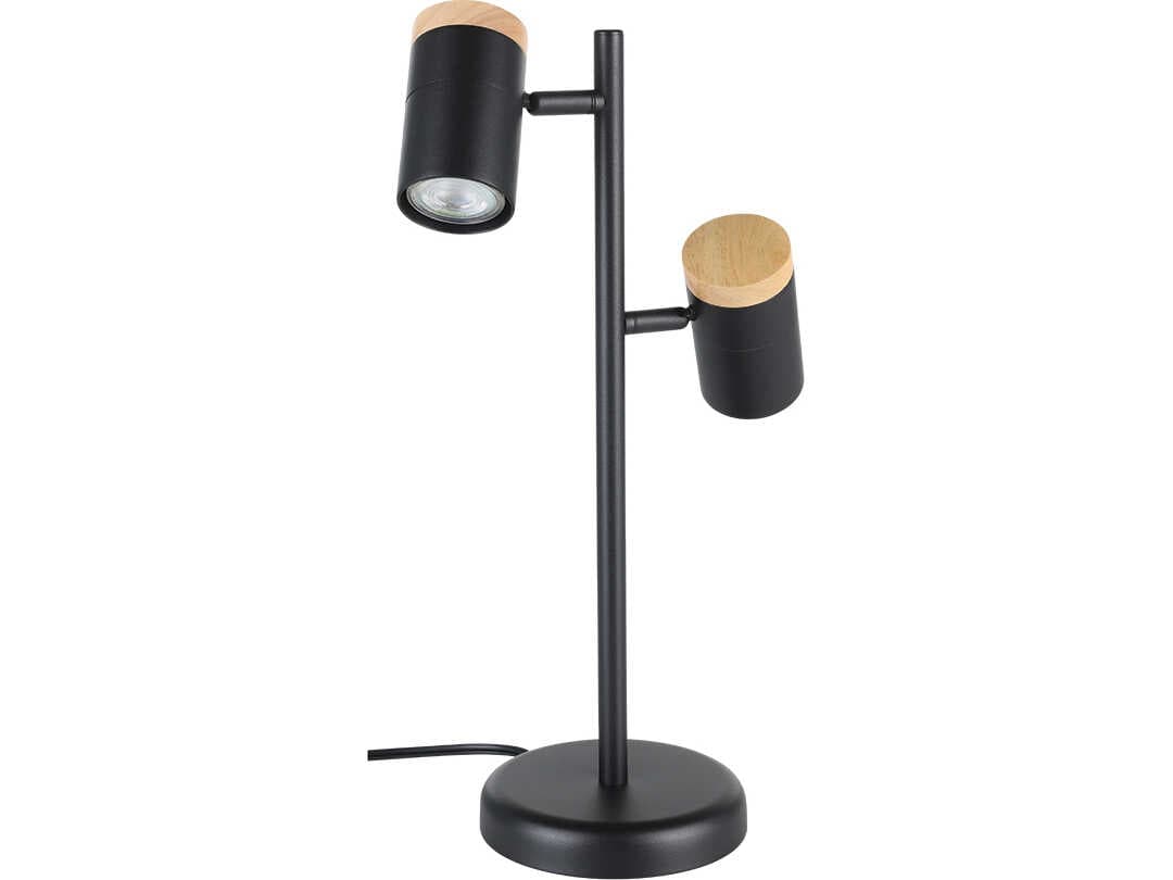 Eglo Chatterton Structured Black Wood Steel Accent Table Lamp