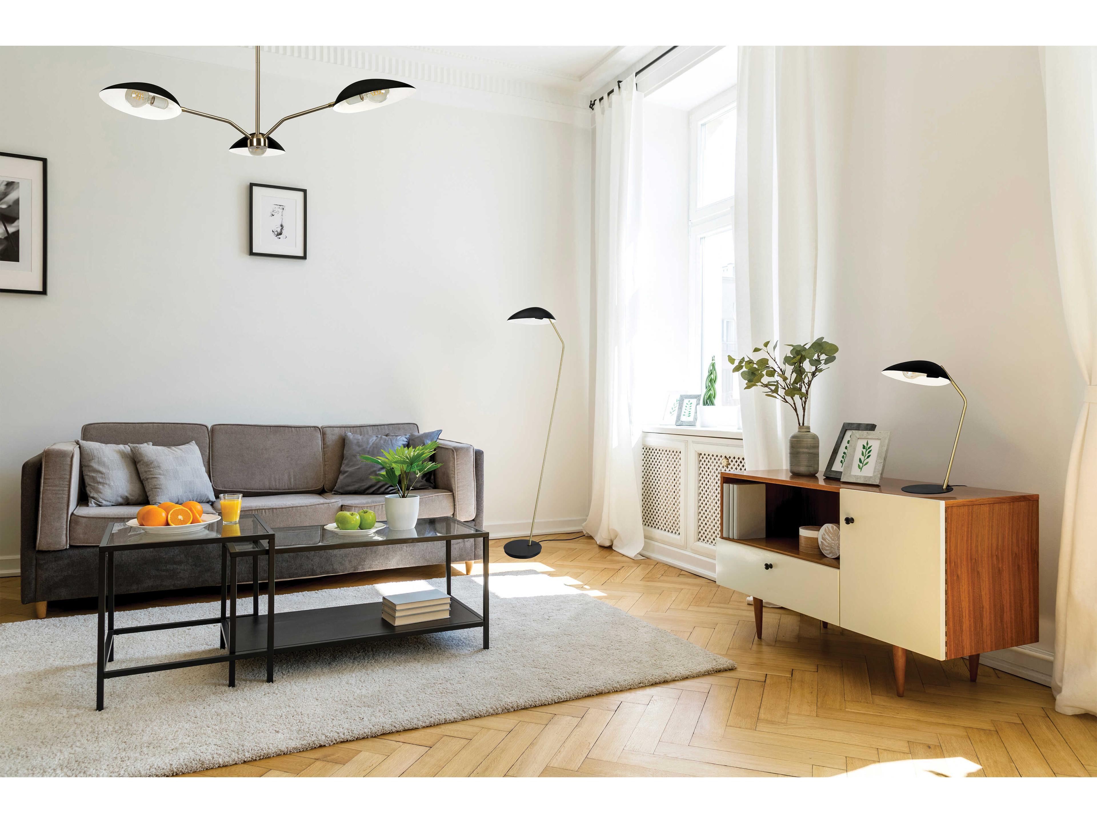 Eglo Lindmoor 3-Light Black Brushed Brass Chandelier