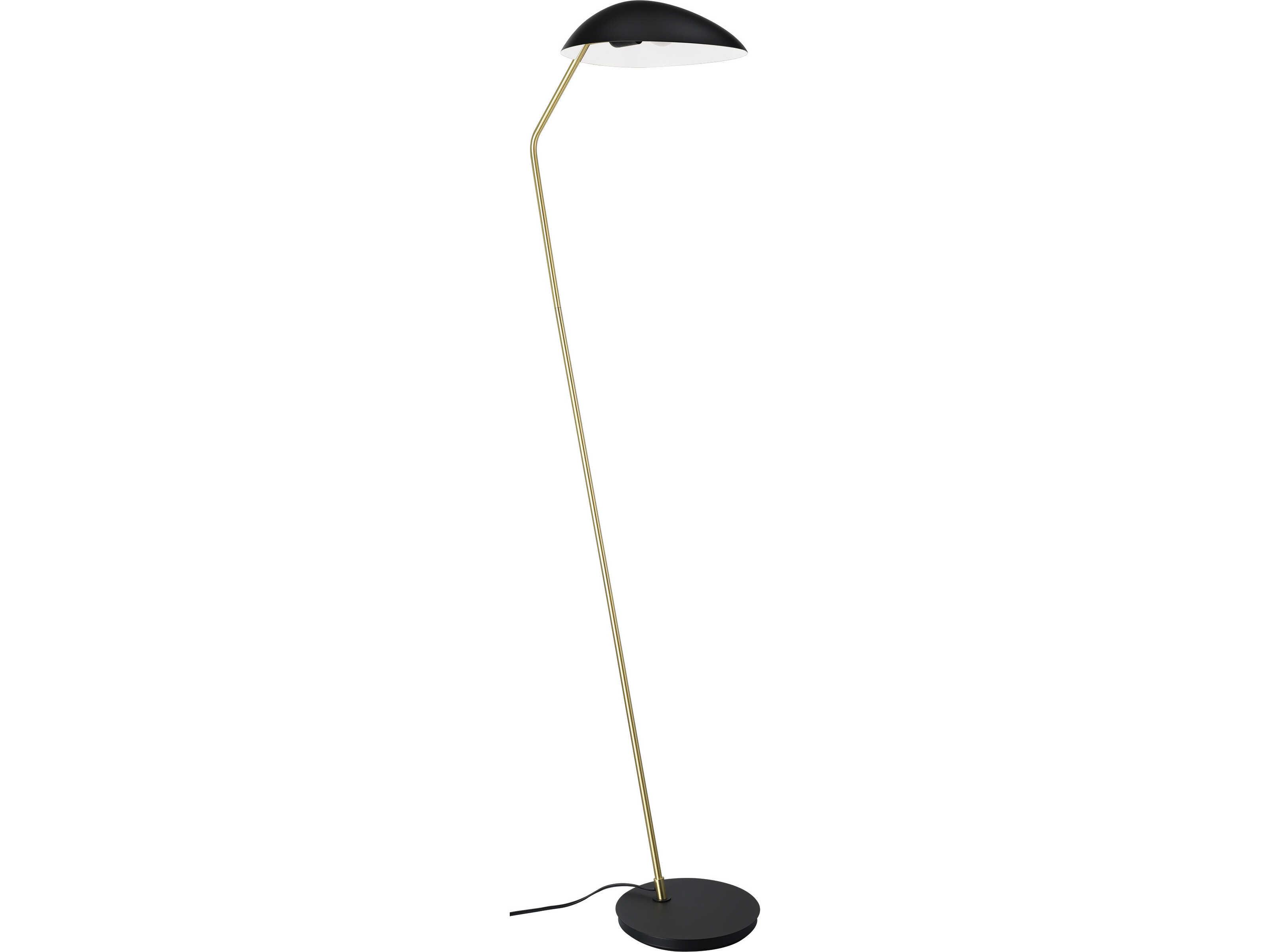 Eglo Lindmoor Black Brushed Brass White Metal Floor Lamp