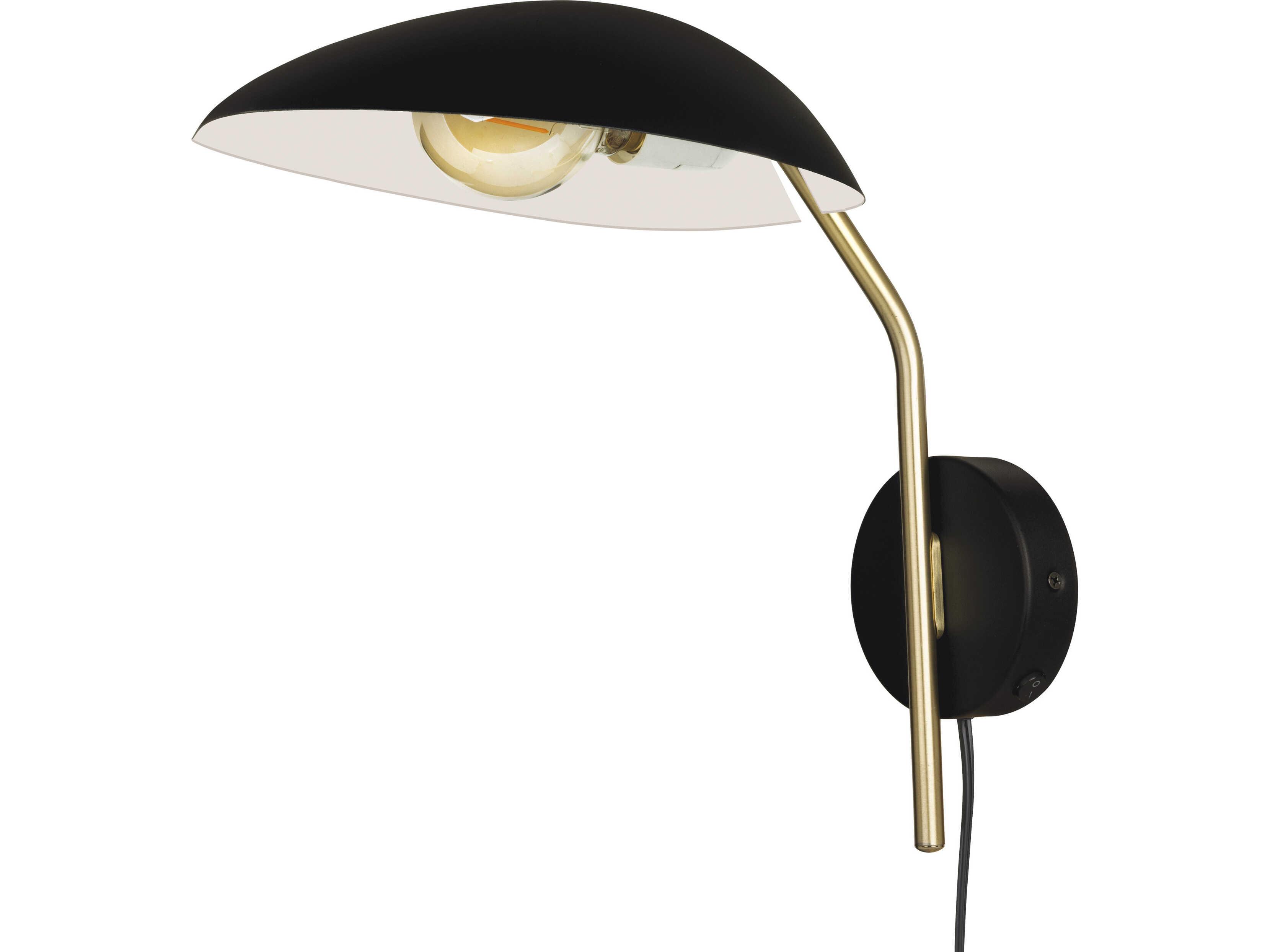 Eglo Lindmoor 1-Light Black Brushed Brass Wall Sconce