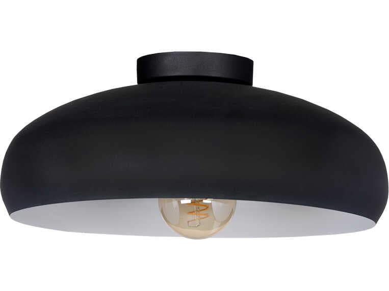 Eglo Mogano 1-Light Black White Dome Flush Mount
