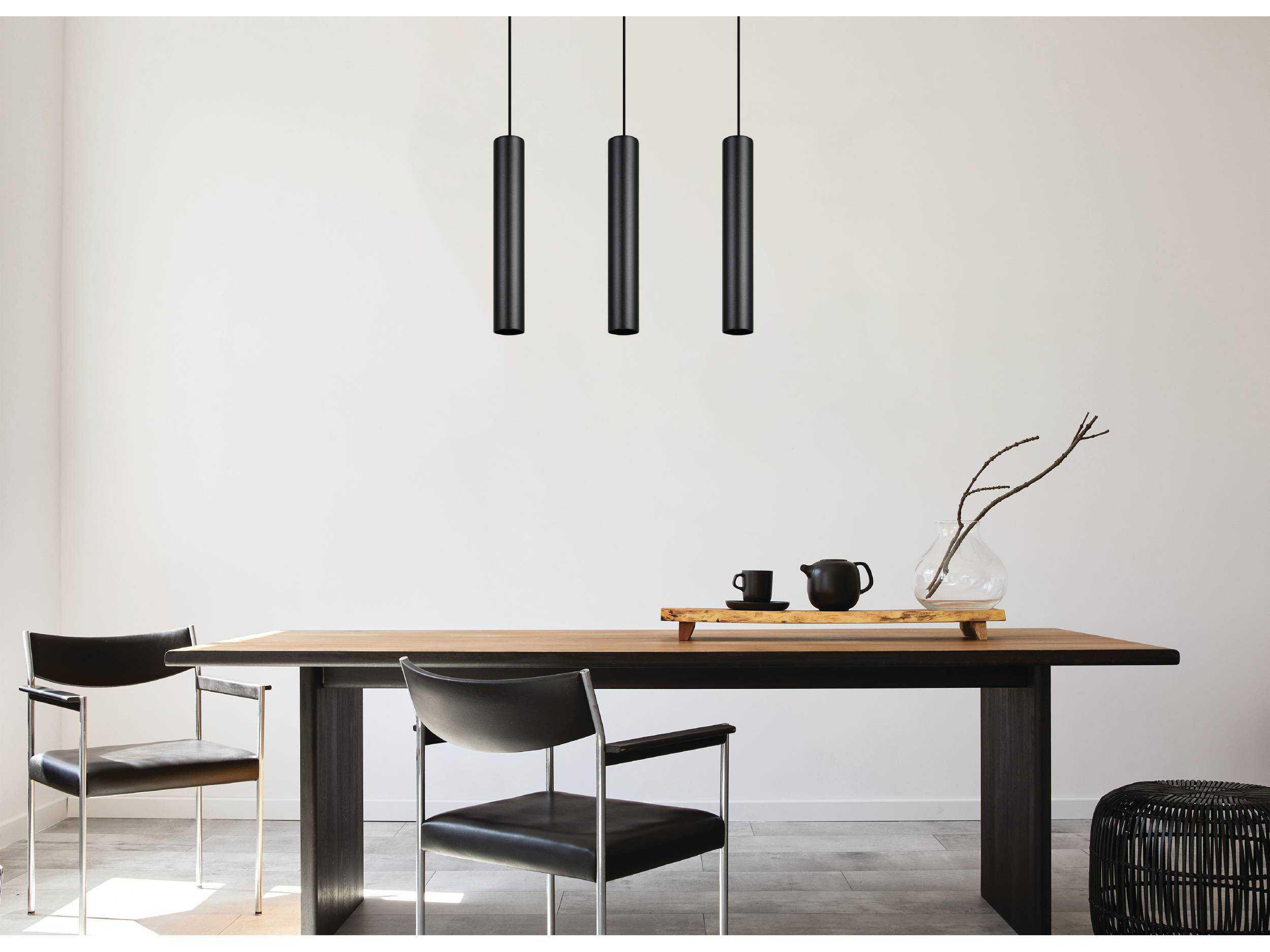 Eglo Tortoreto 3-Light Black Cylinder Island Pendant