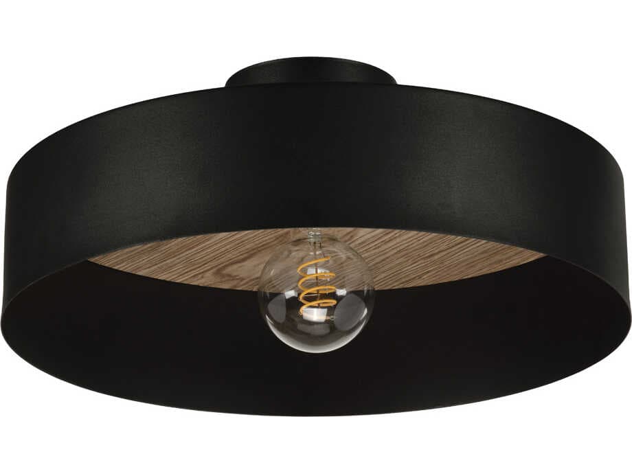 Eglo Duaia 1-Light Black Round Semi Flush Mount