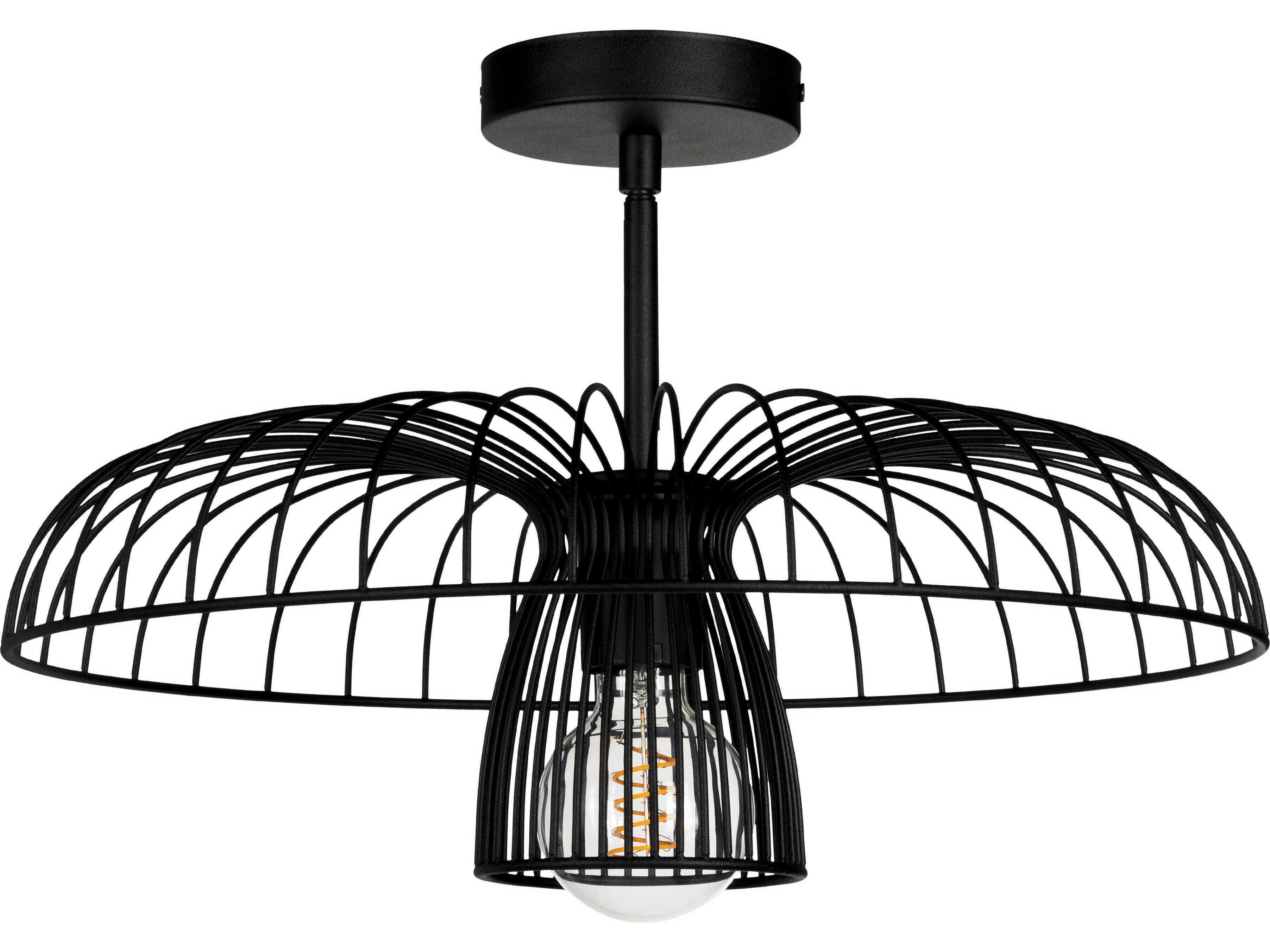 Eglo Champerico 1-Light Black Semi Flush Mount