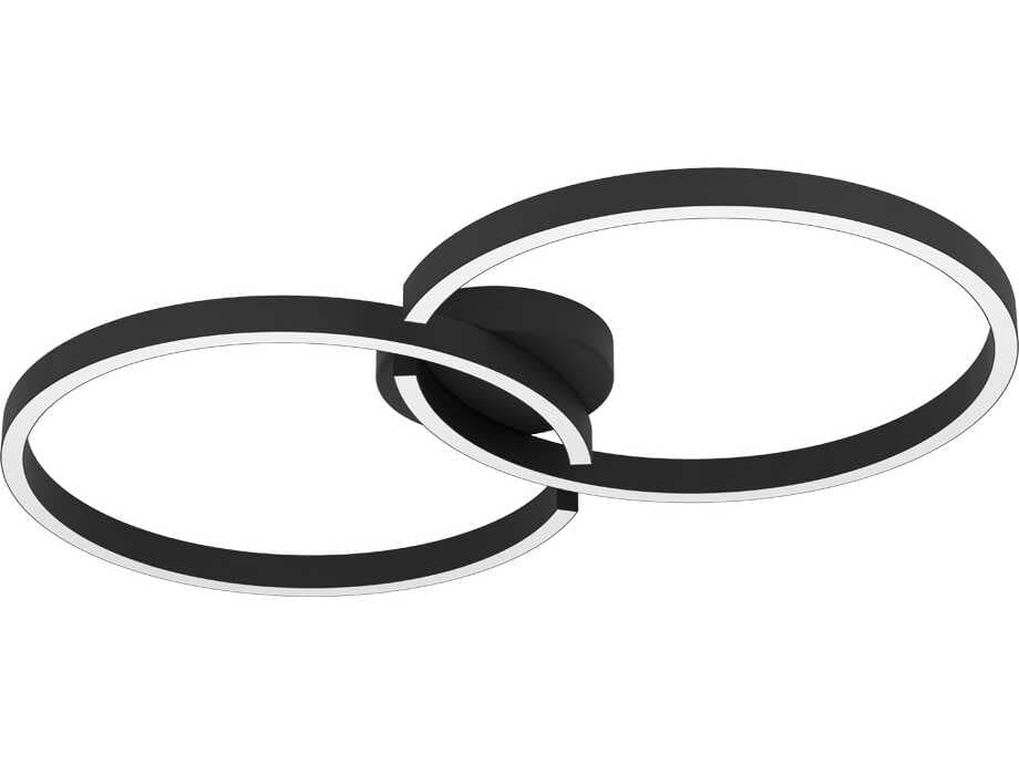 Eglo Amandolo 1-Light Black Round Semi Flush Mount