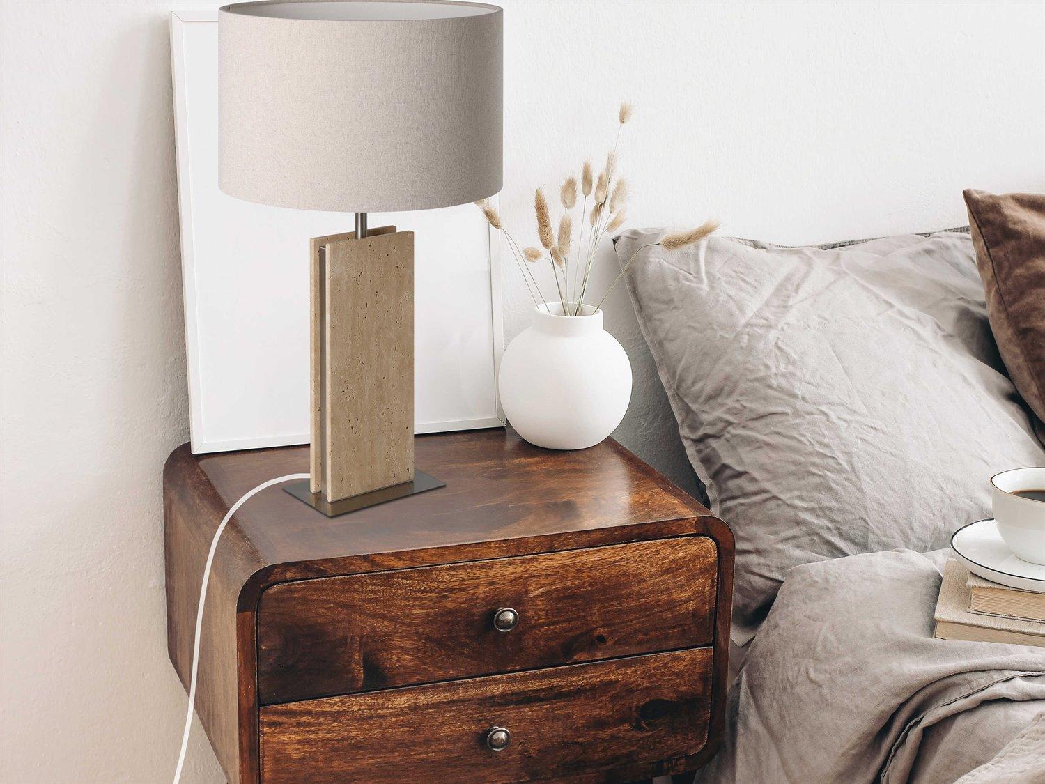 Eglo Belesar Travertine Natural Fabric Brown Buffet Lamp