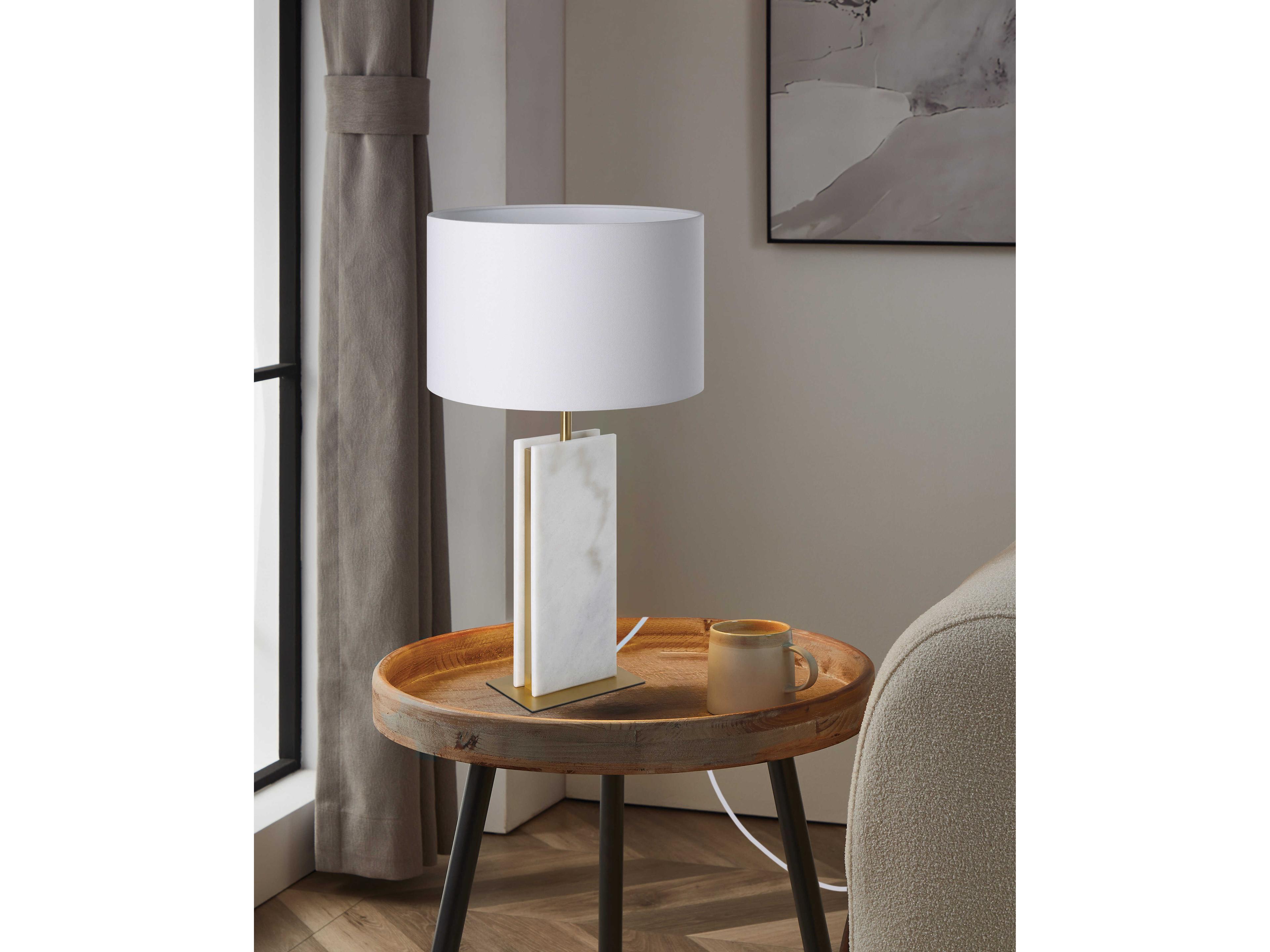 Eglo Belesar Marble White Fabric Buffet Lamp